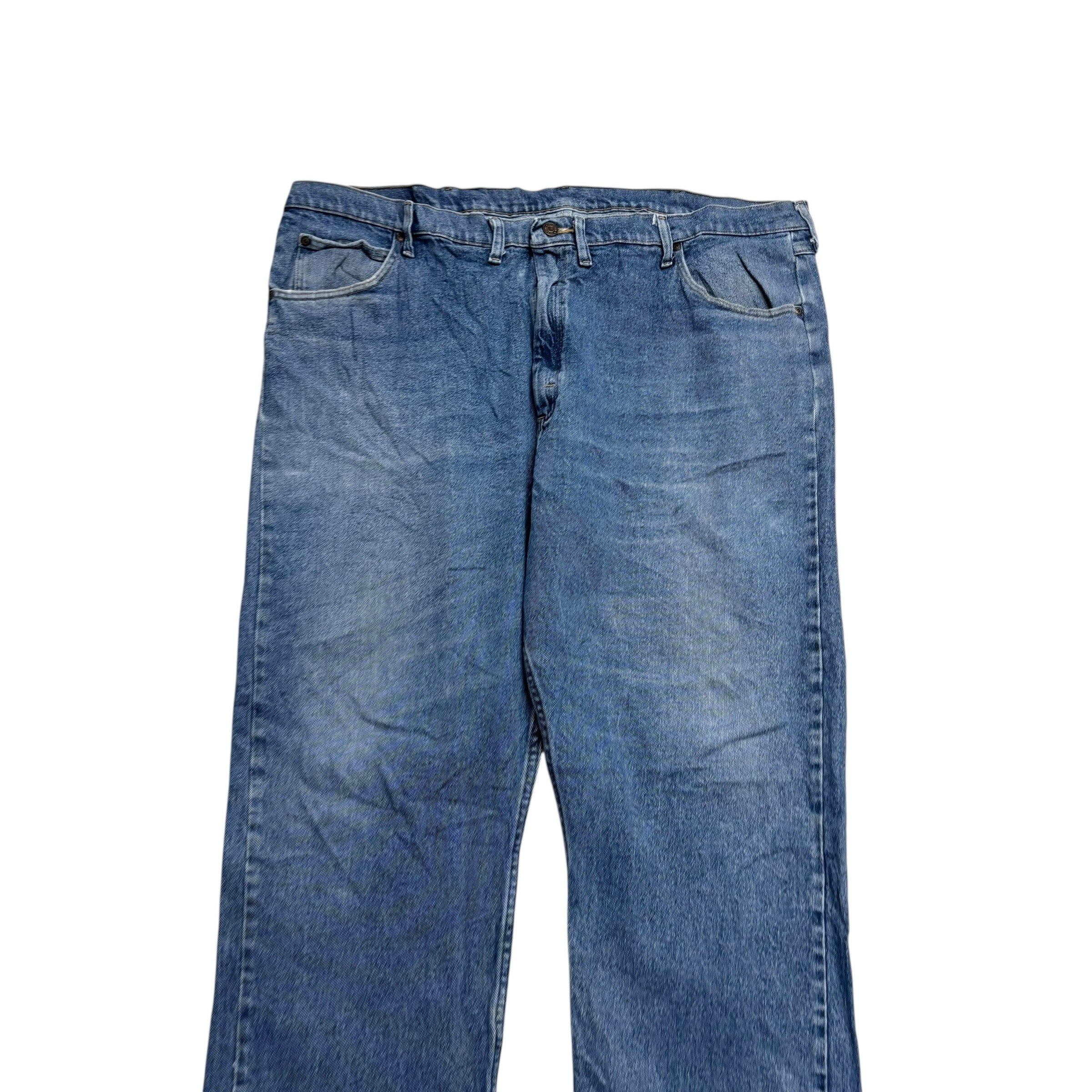 Wrangler Jeans W46 L32 Mens Mid Blue Relaxed Straight Fit Stretch Denim (E)
