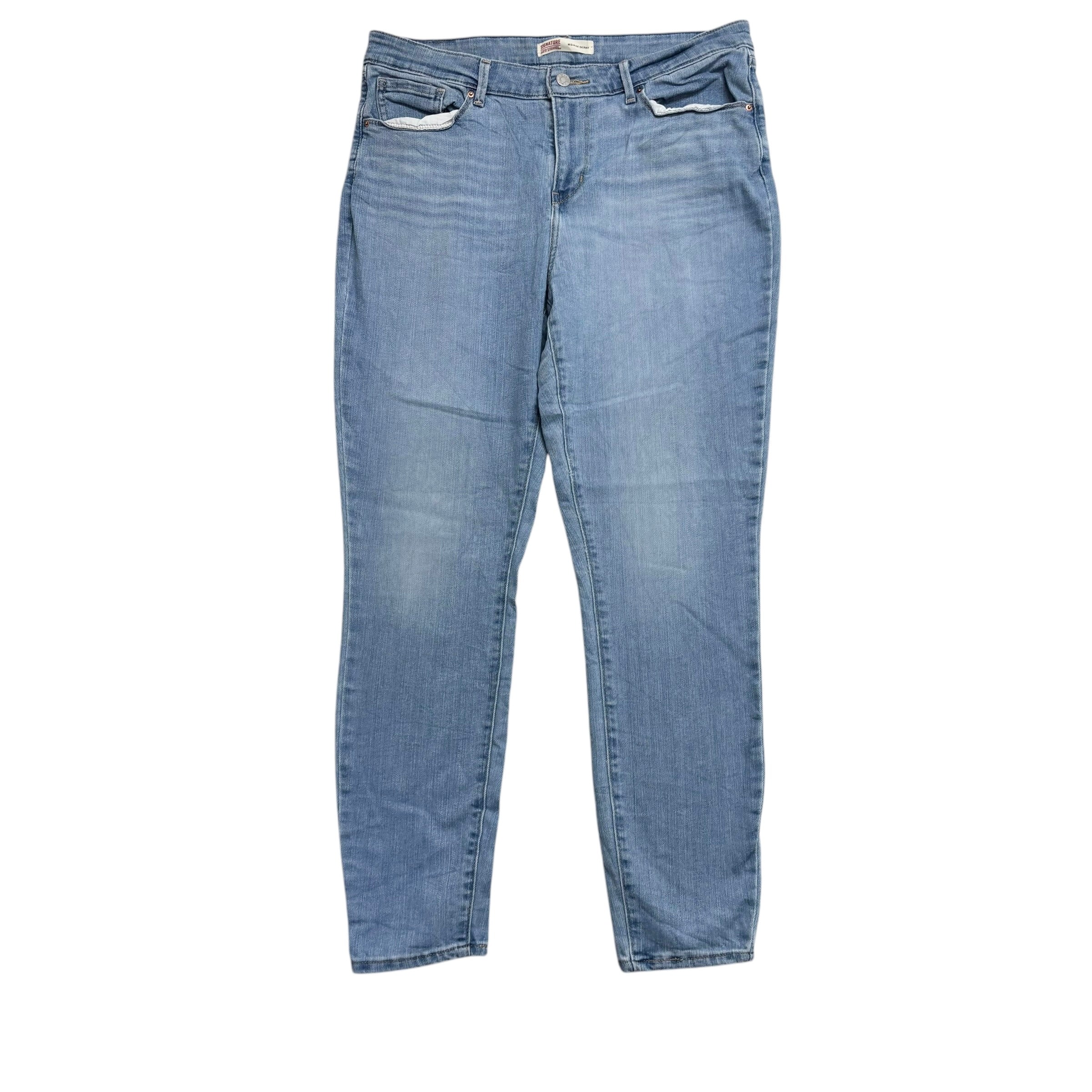 Levis Signature Jeans W34 L30 Womens Skinny Fit Light Blue Stretch Denim (E)