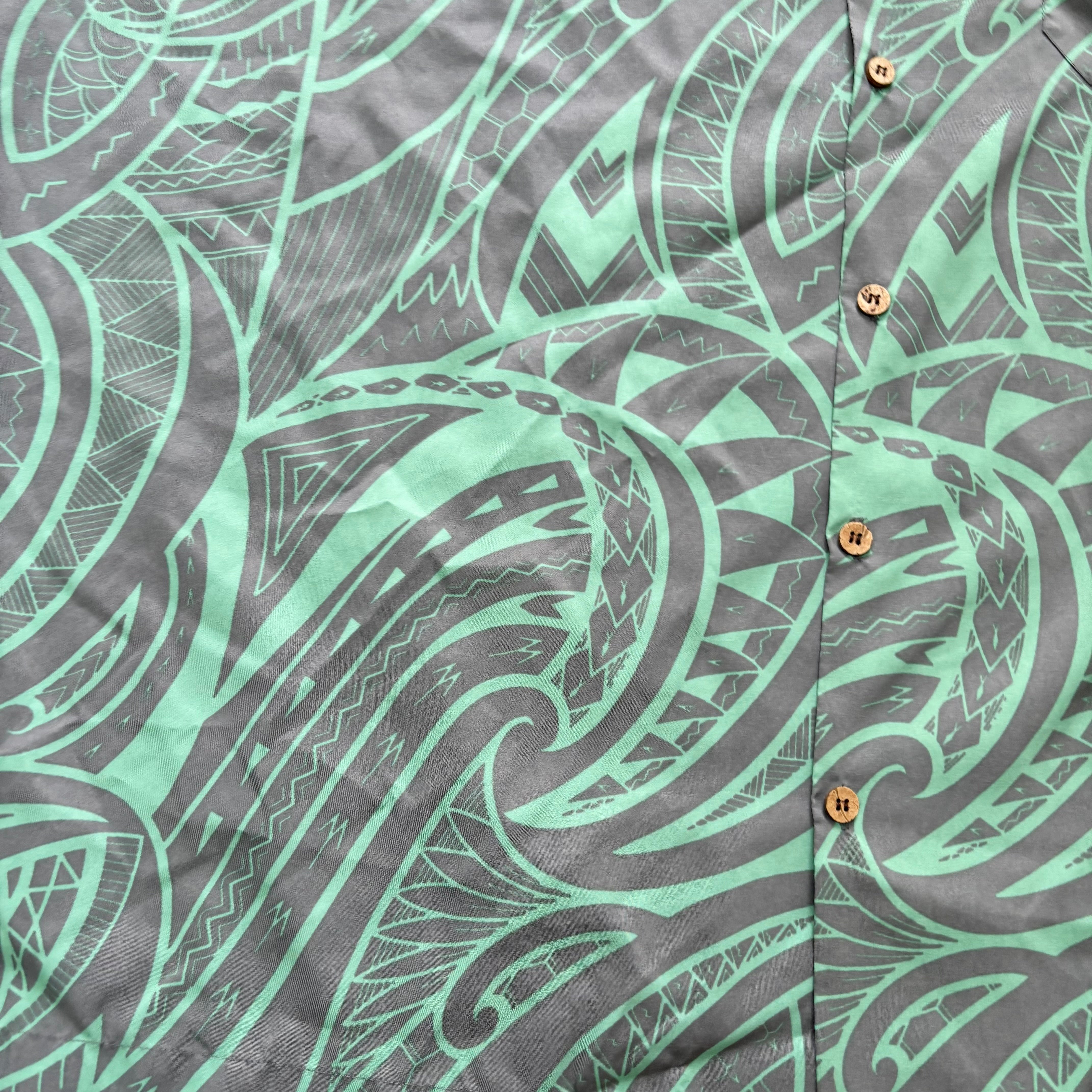 Hawaiian Shirt Mens 3XL Green Short Sleeve Polyester (E)