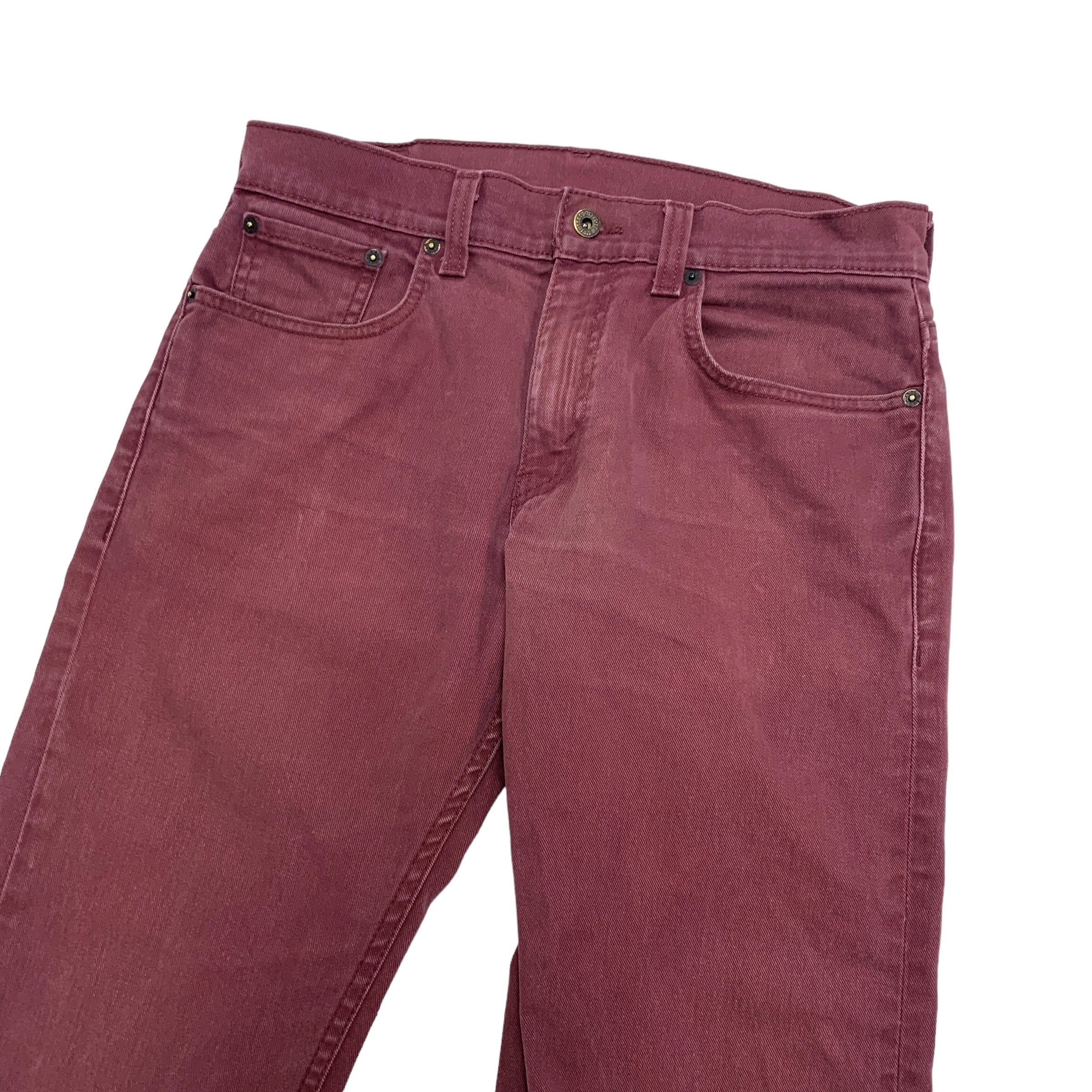 Levis 511 Jeans W32 L34 Mens Burgundy Slim Fit Stretch Denim