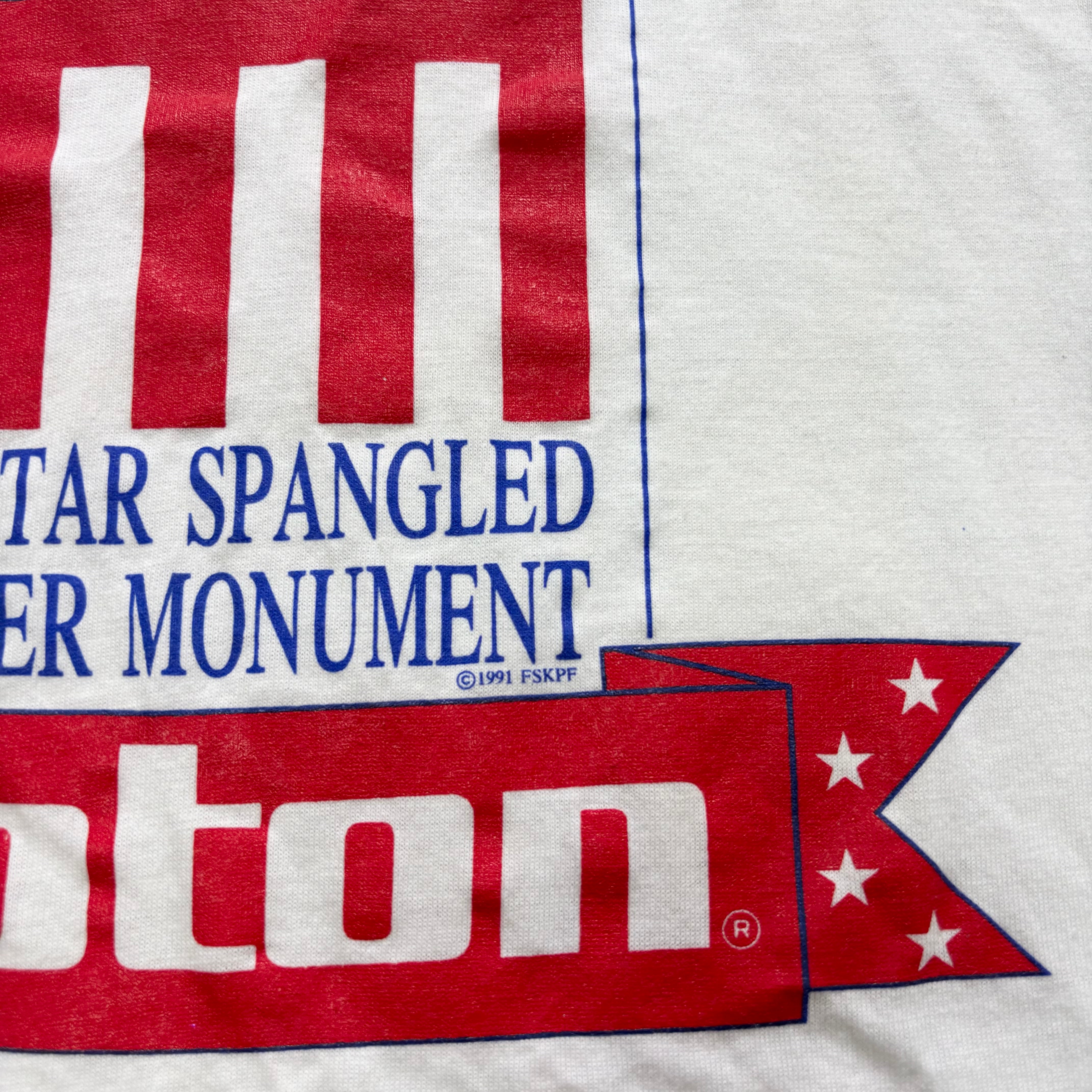 Vintage T Shirt Mens XL White Single Stitch Graphic Print 90s USA Banner (E)