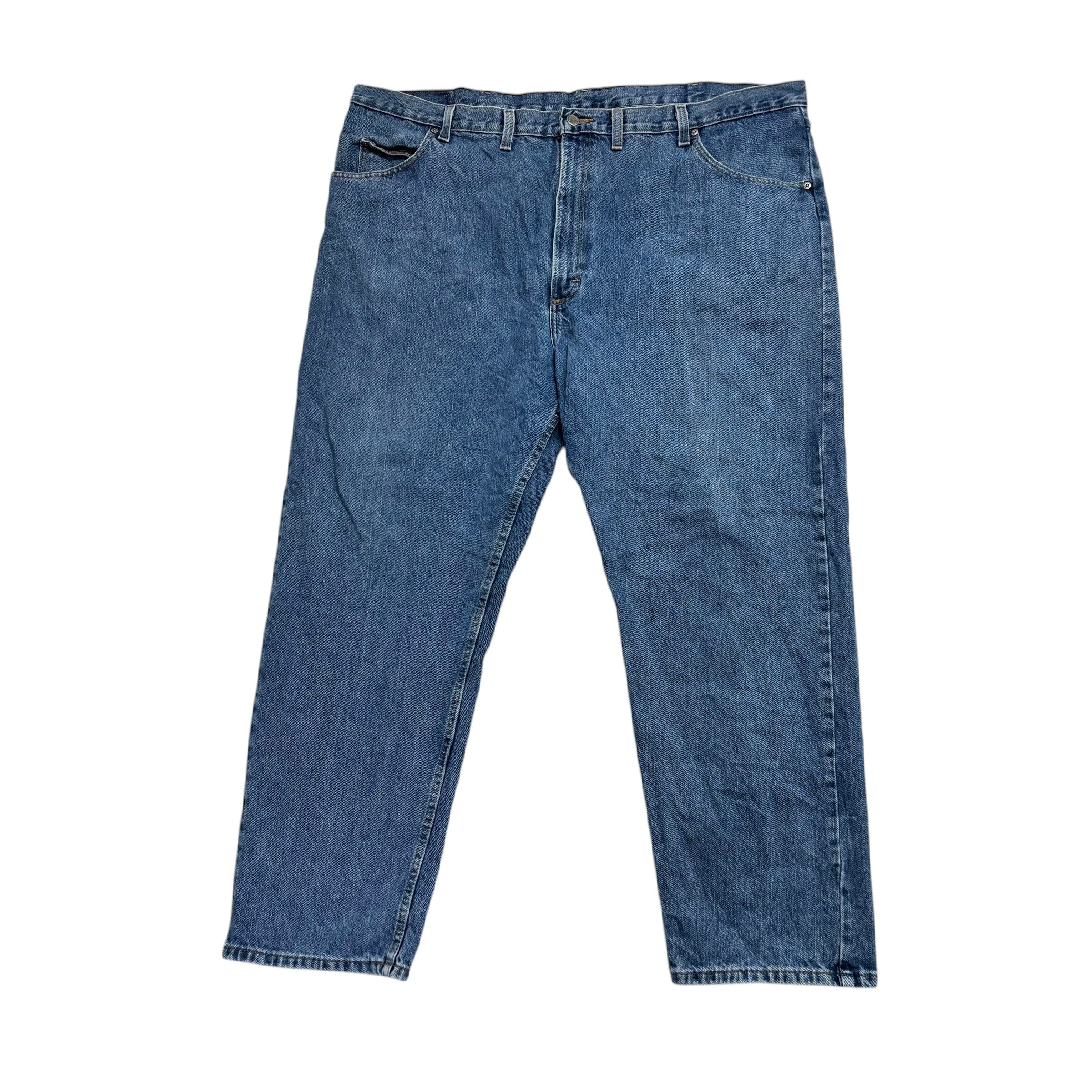Wrangler Jeans W46 L30 Mens Mid Blue Relaxed Straight Fit Denim (E)