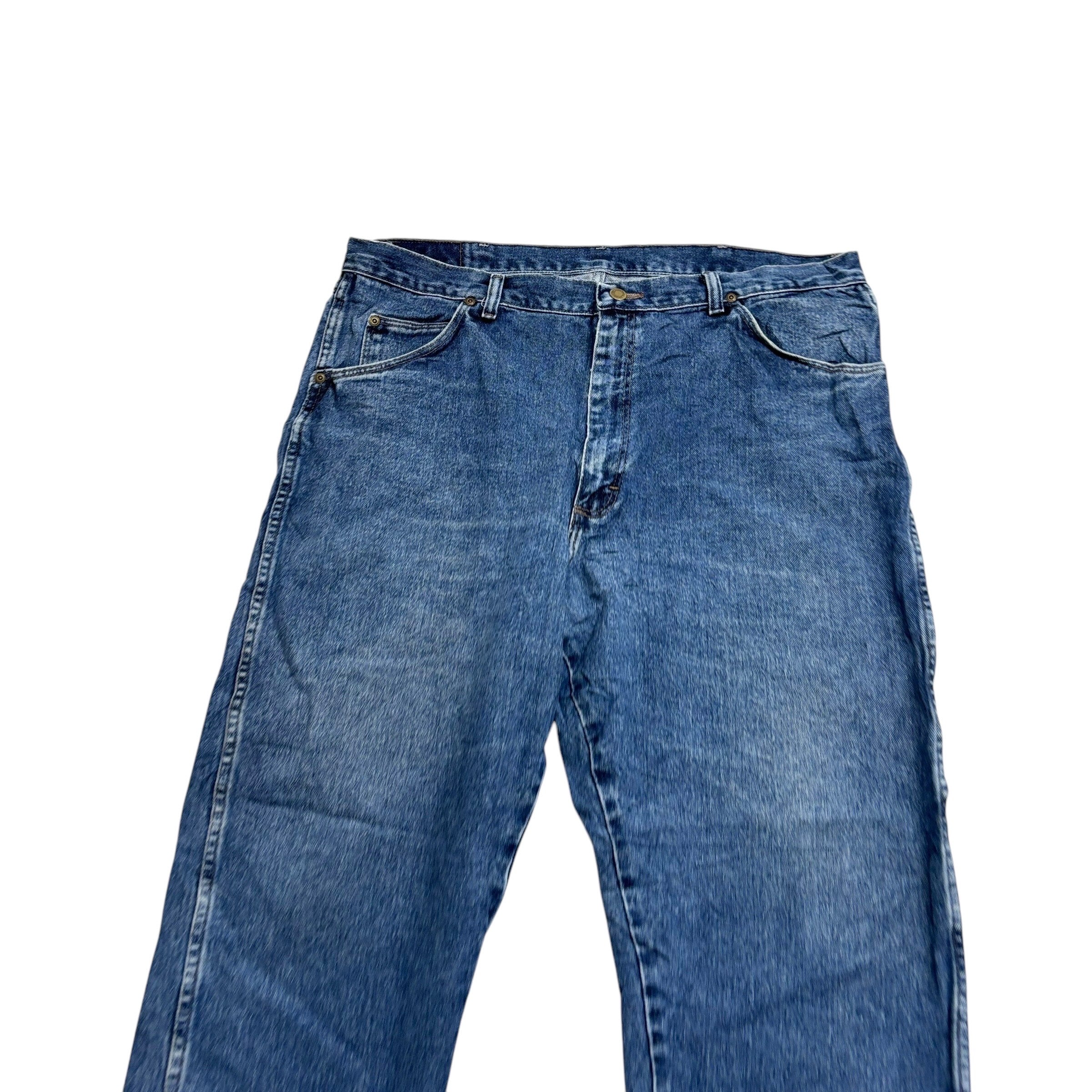 Wrangler Jeans W40 L30 Mens Mid Blue Relaxed Tapered Fit Vintage Denim (E)