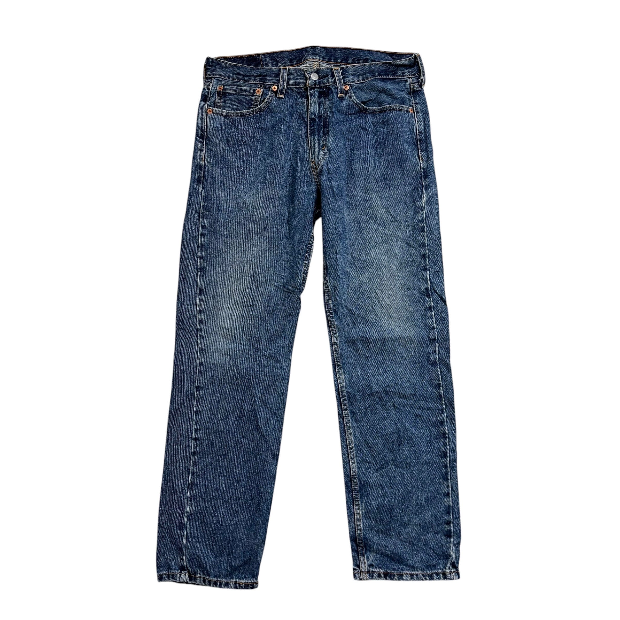 Levis 505 Jeans W33 L30 Mens Mid Blue Regular Straight Fit Denim (E)