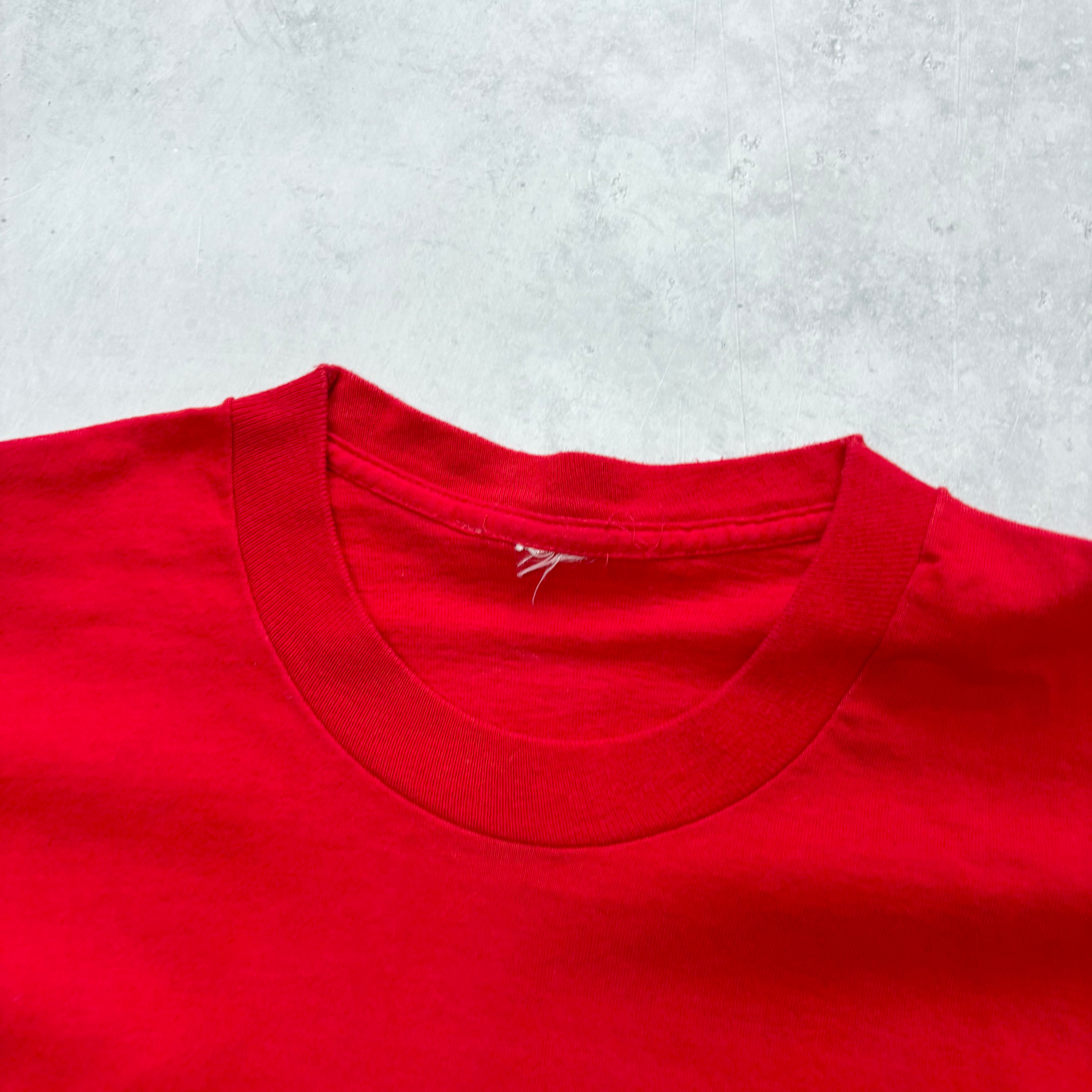 Vintage T Shirt Mens Large Red Single Stitch Graphic Print 90s Naval (E)