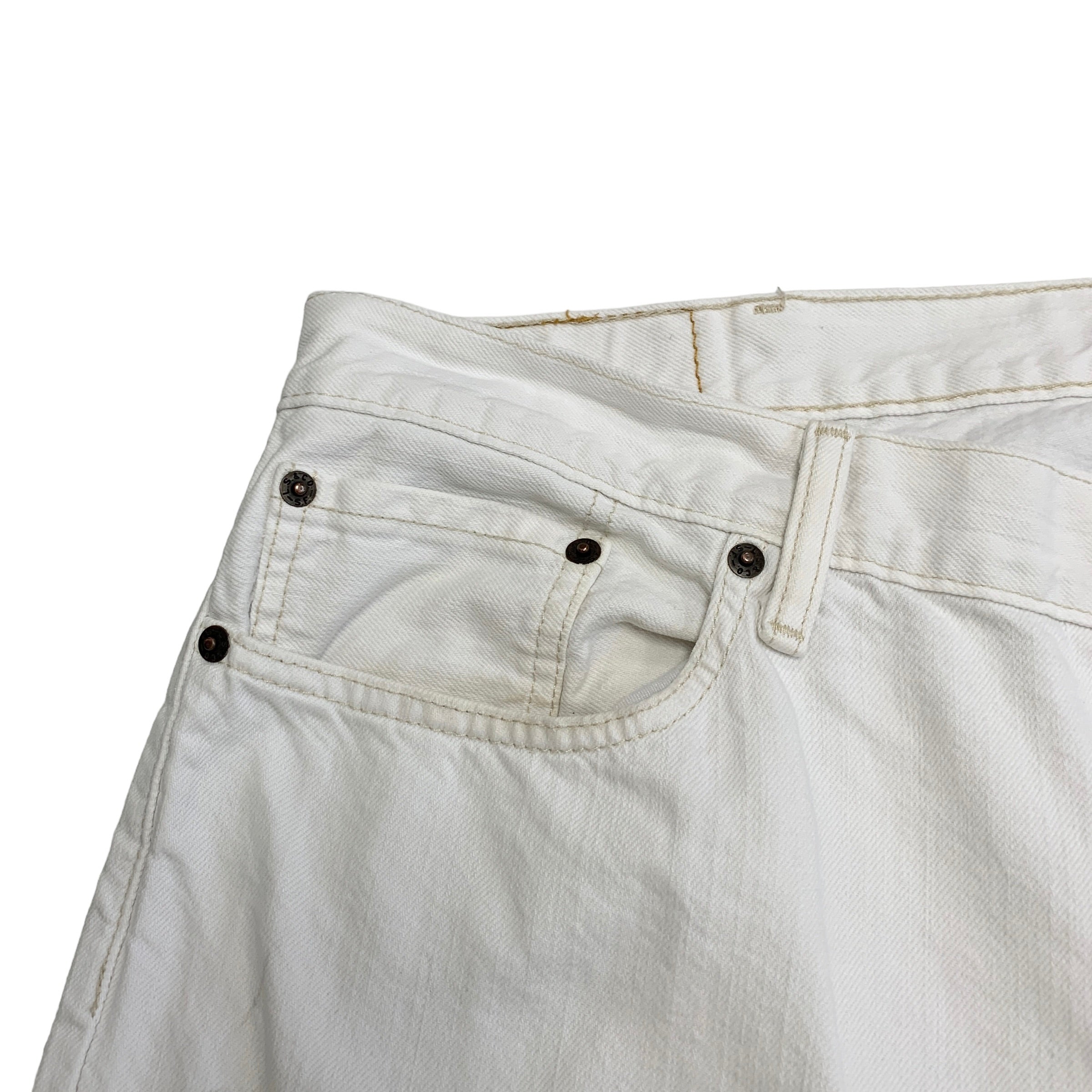 Levis 514 Jeans W42 L30 Mens White Regular Straight Fit Denim