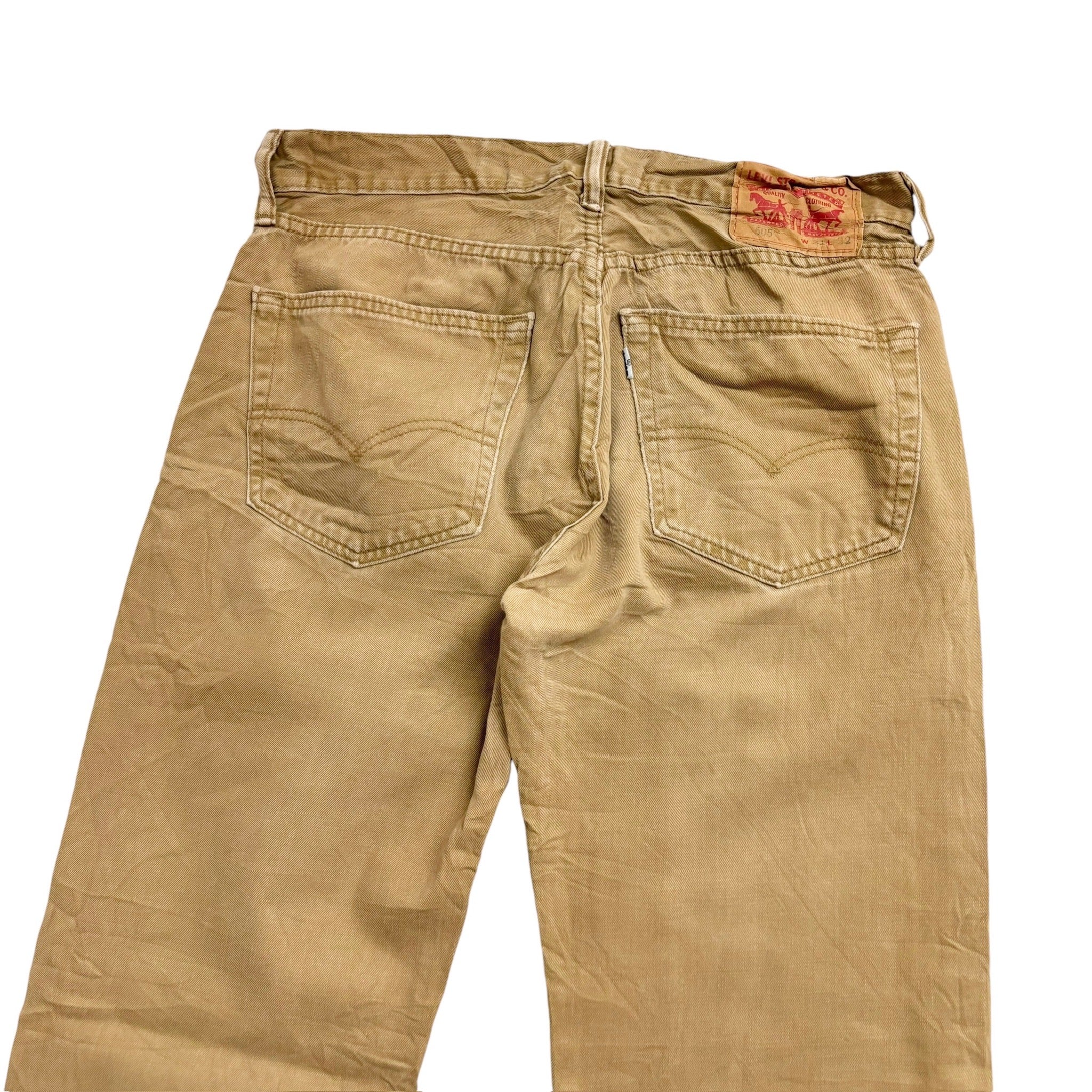 Levis 505 Trousers W31 L32 Mens Beige Tan Regular Straight Fit Cotton Pants