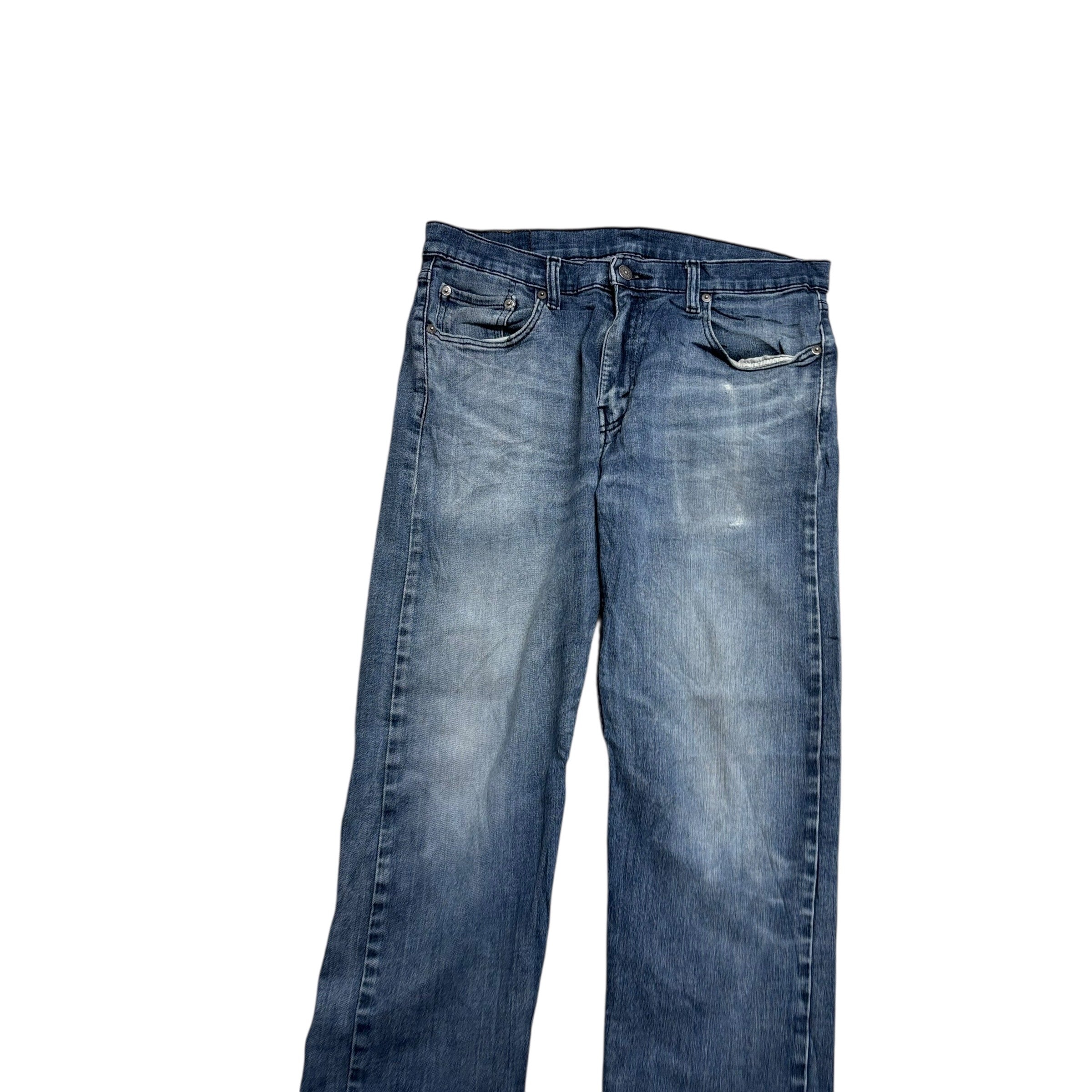 Levis 502 Jeans W33 L32 Mens Navy Blue Regular Tapered Fit Stretch Denim (F)