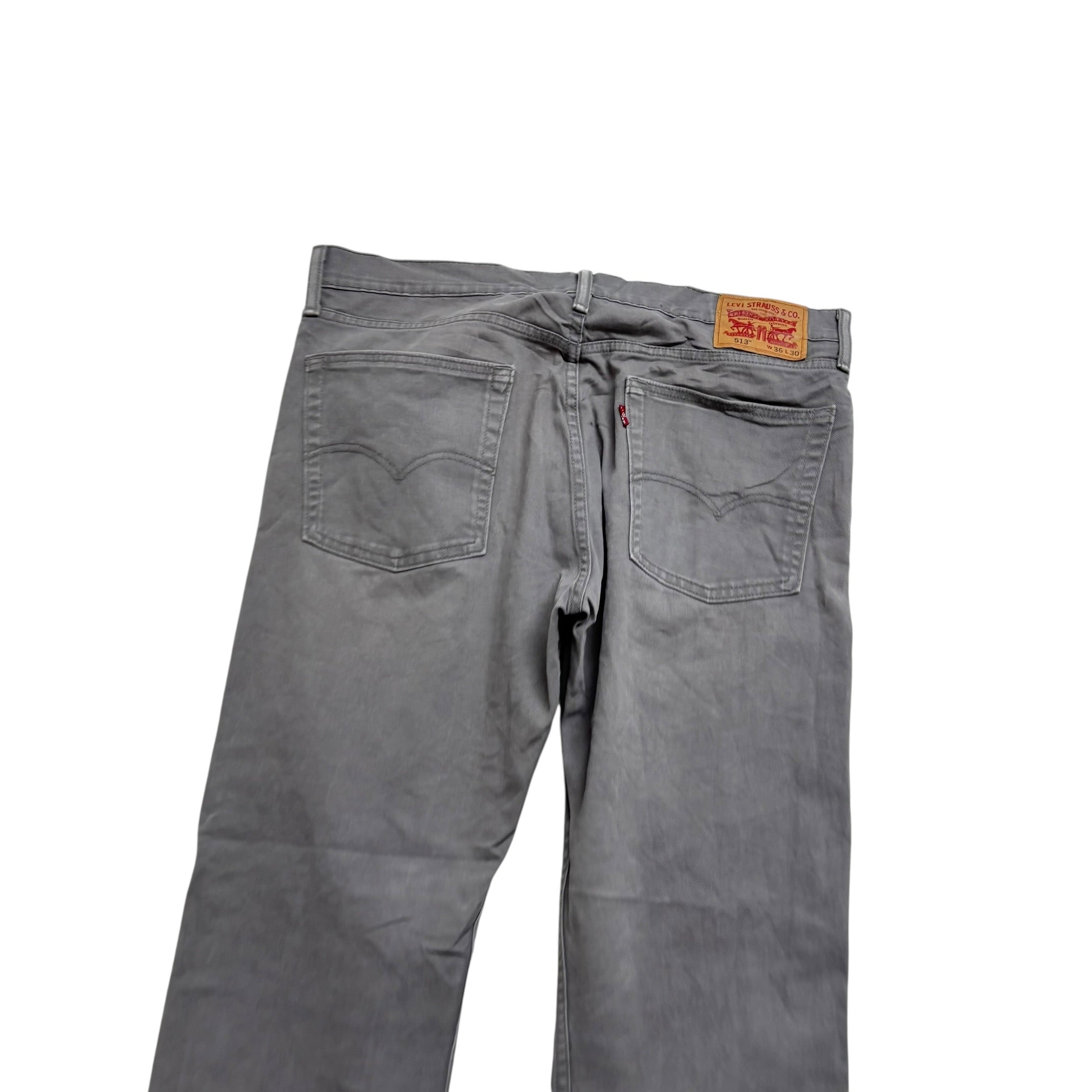 Levis 513 Jeans W36 L30 Mens Grey Slim Straight Fit Stretch Denim (E)