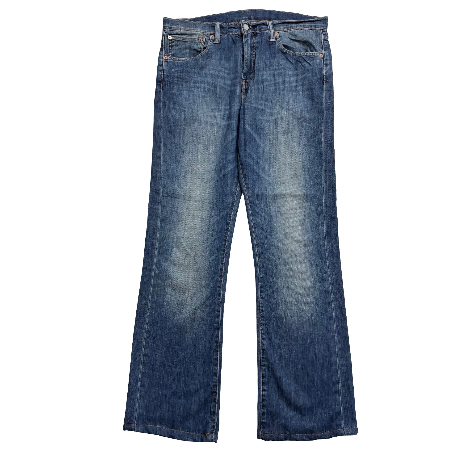 Levis 527 Jeans W34 L32 Mens Mid Blue Slim Bootcut Fit Stretch Denim (E)