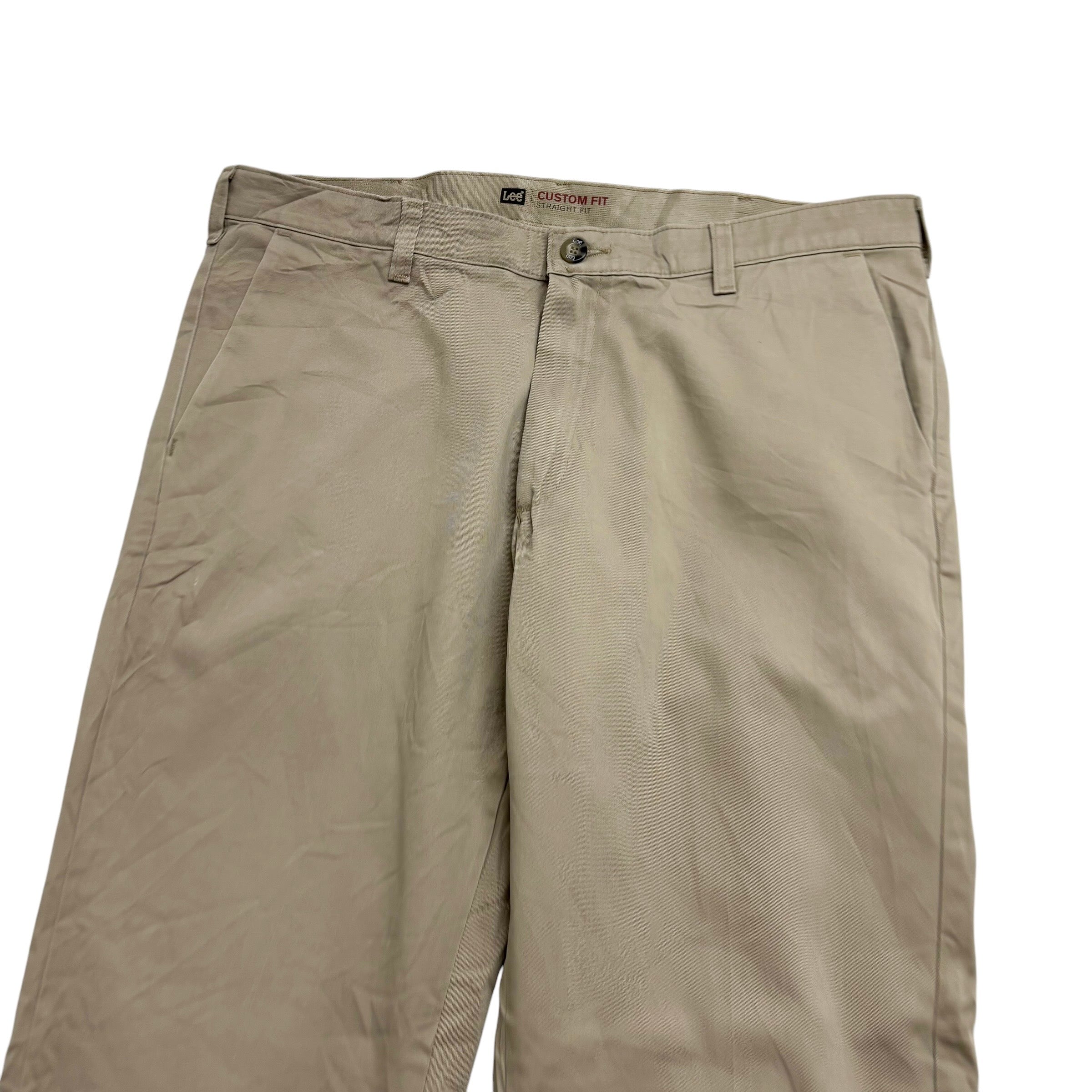 Lee Trousers W36 L32 Mens Beige Tan Relaxed Straight Fit Stretch Pants