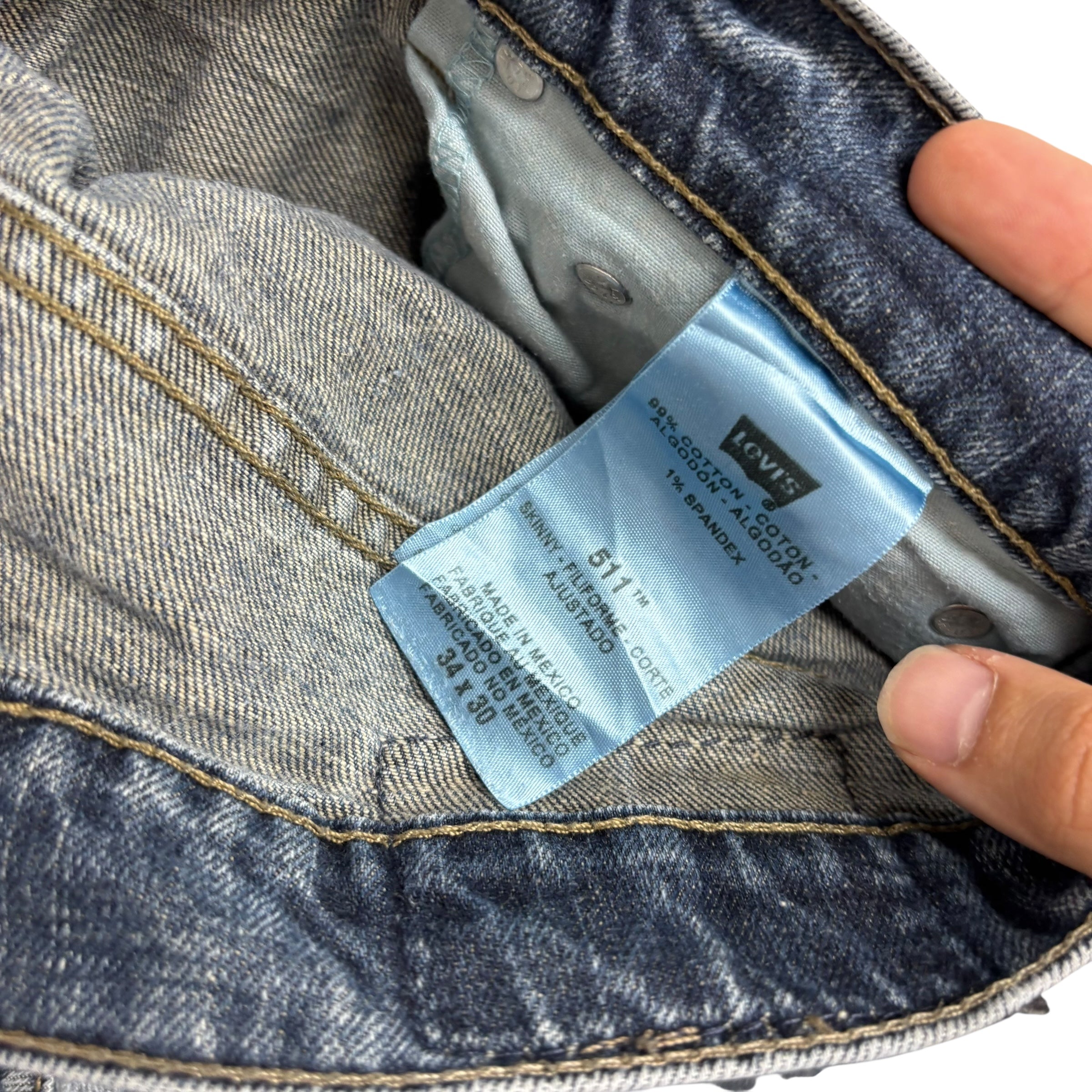 Levis 511 Jeans W34 L30 Mens Dark Blue Slim Fit Stretch Vintage Denim