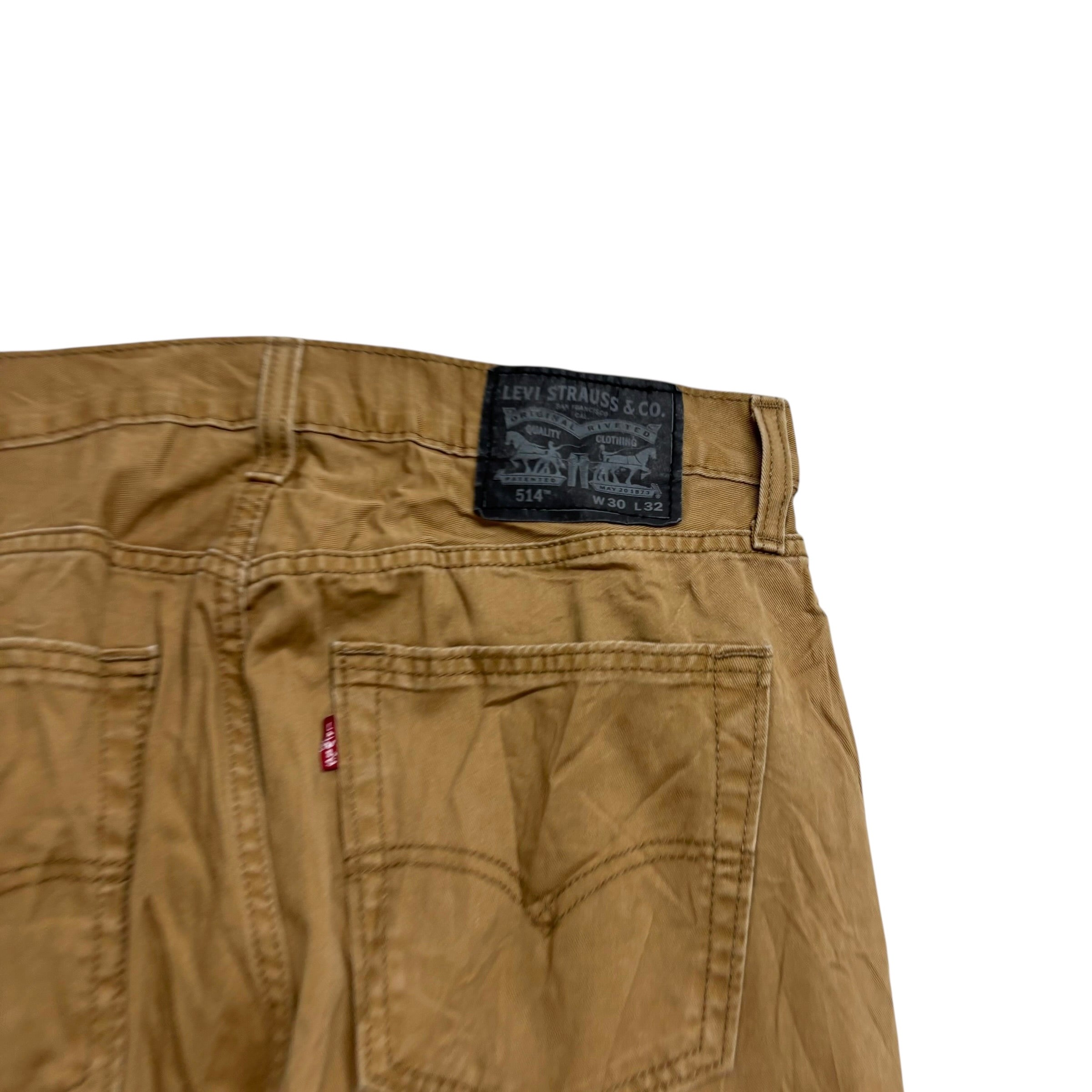 Levis 514 Trousers W30 L32 Mens Tan Regular Straight Fit Pants (E)