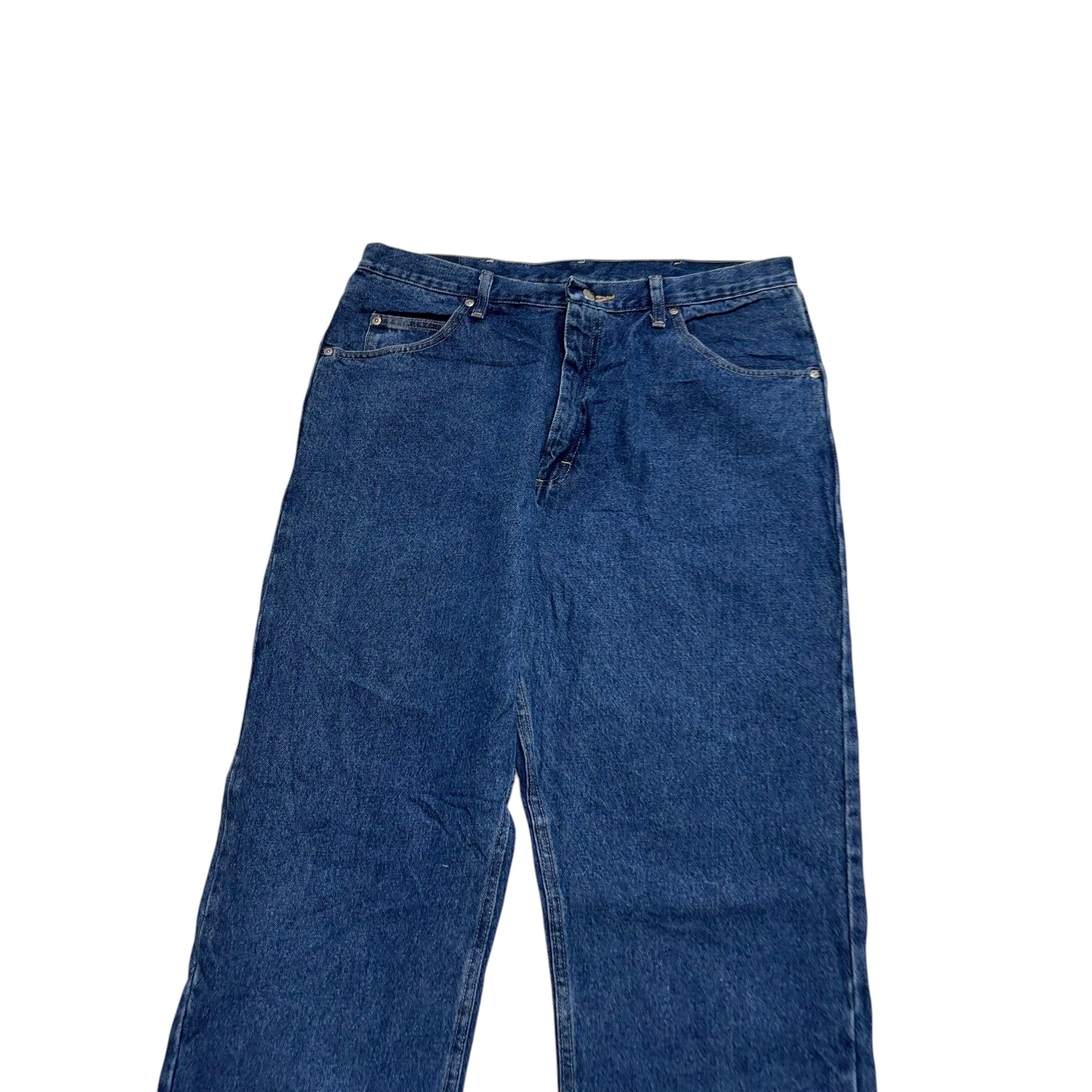 Wrangler Jeans W38 L34 Mens Dark Blue Baggy Relaxed Straight Fit Denim (E)