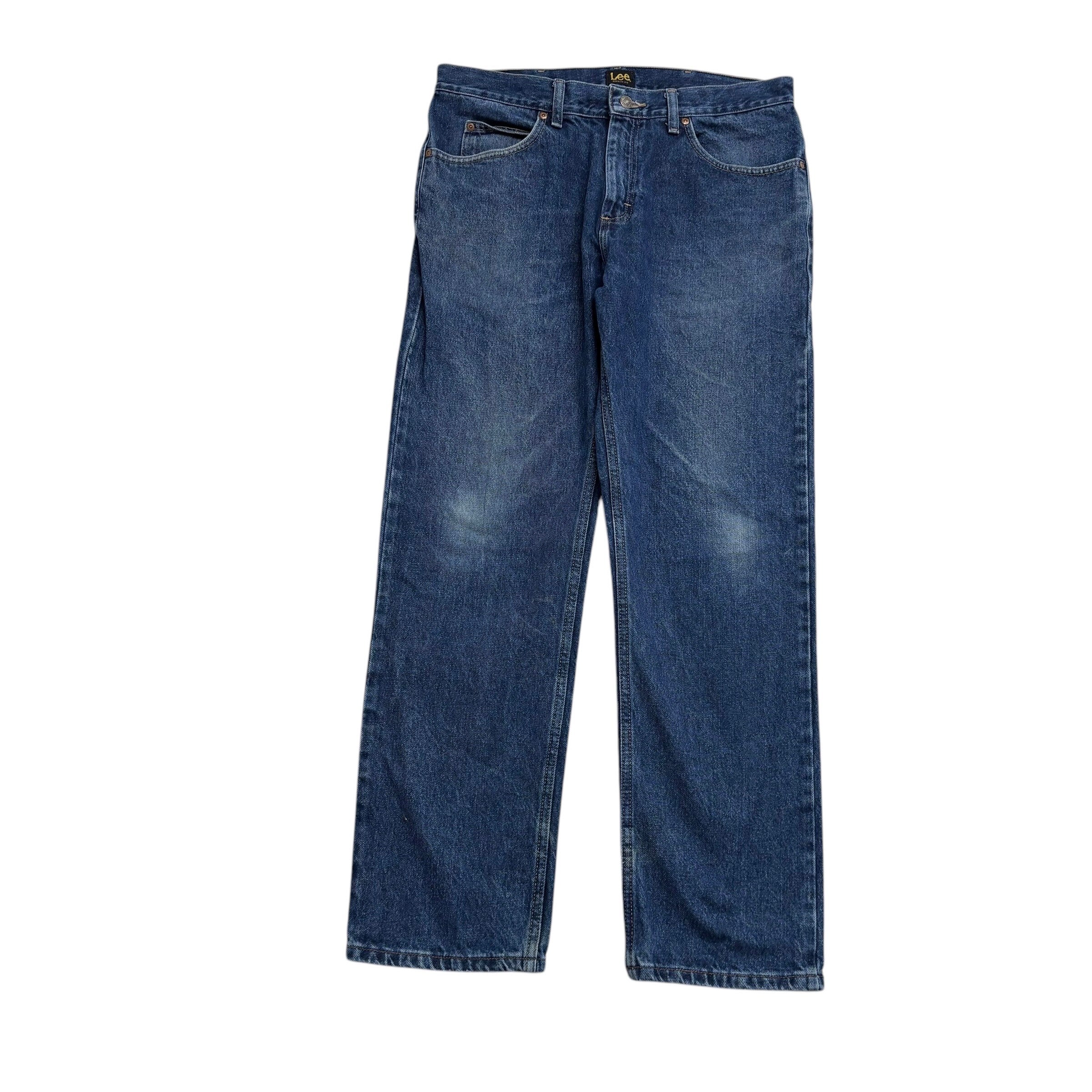 Lee Jeans W34 L30 Mens Mid Blue Regular Straight Fit Denim