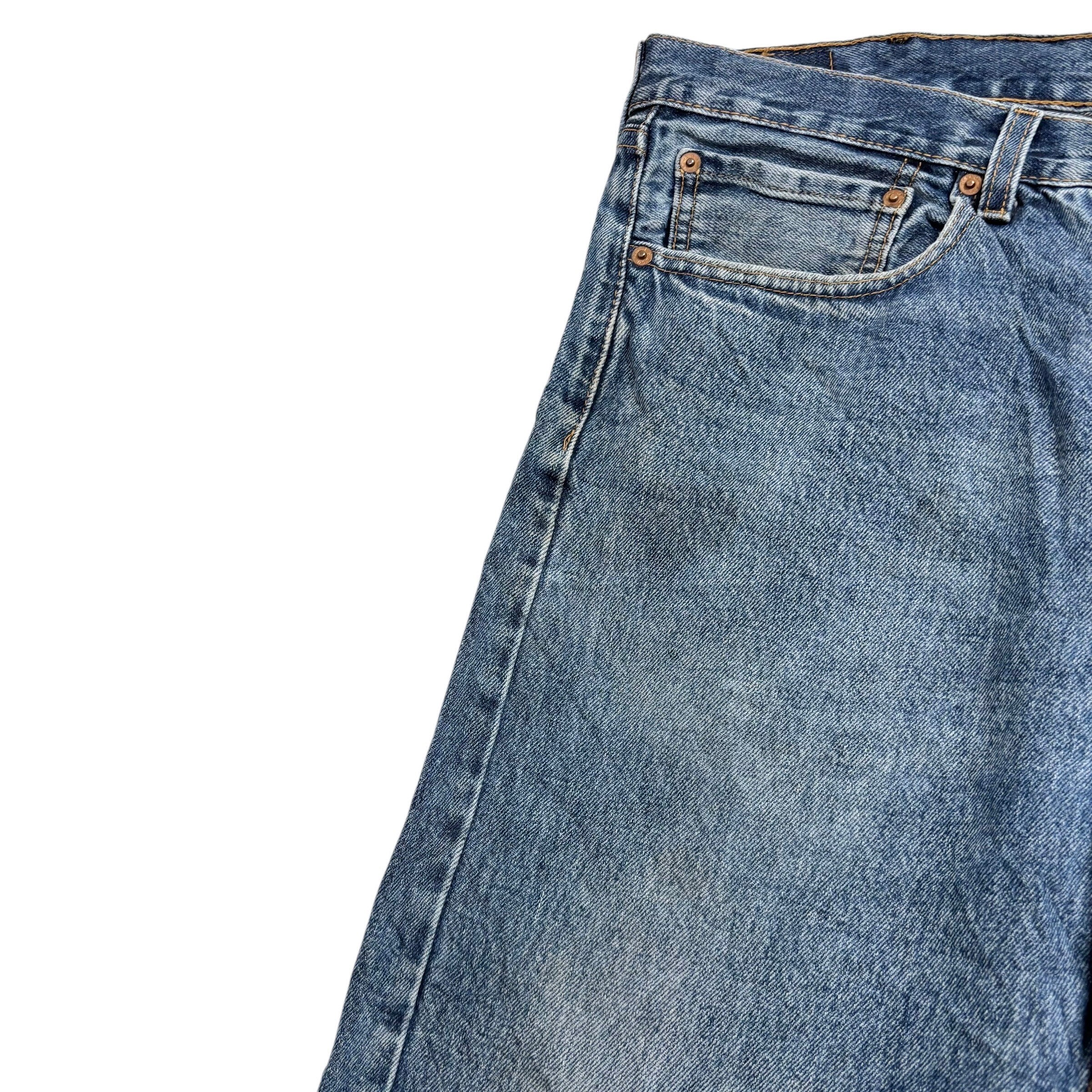 Levis 505 Jeans W38 L34 Mens Mid Blue Regular Straight Fit Denim