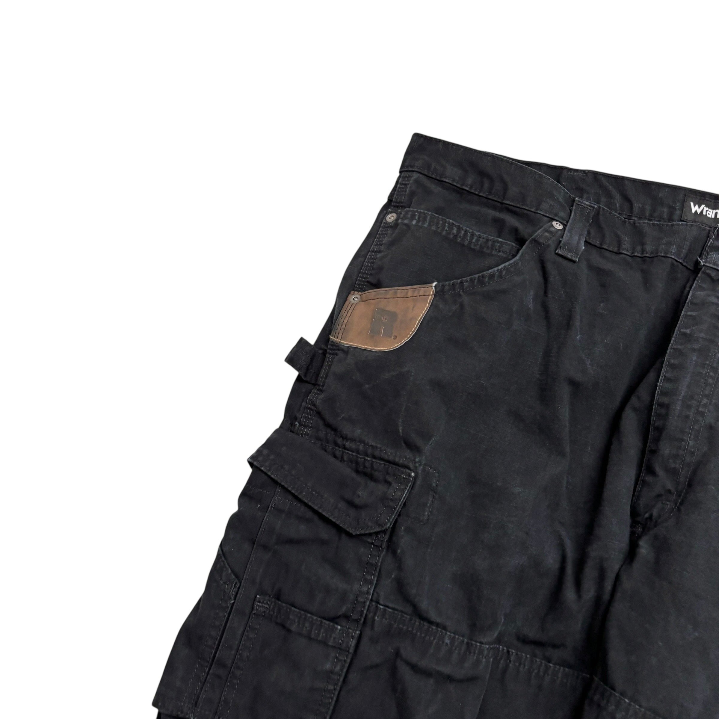 Wrangler Cargo Pants W42 L30 Mens Black Relaxed Straight Fit Trousers (E)