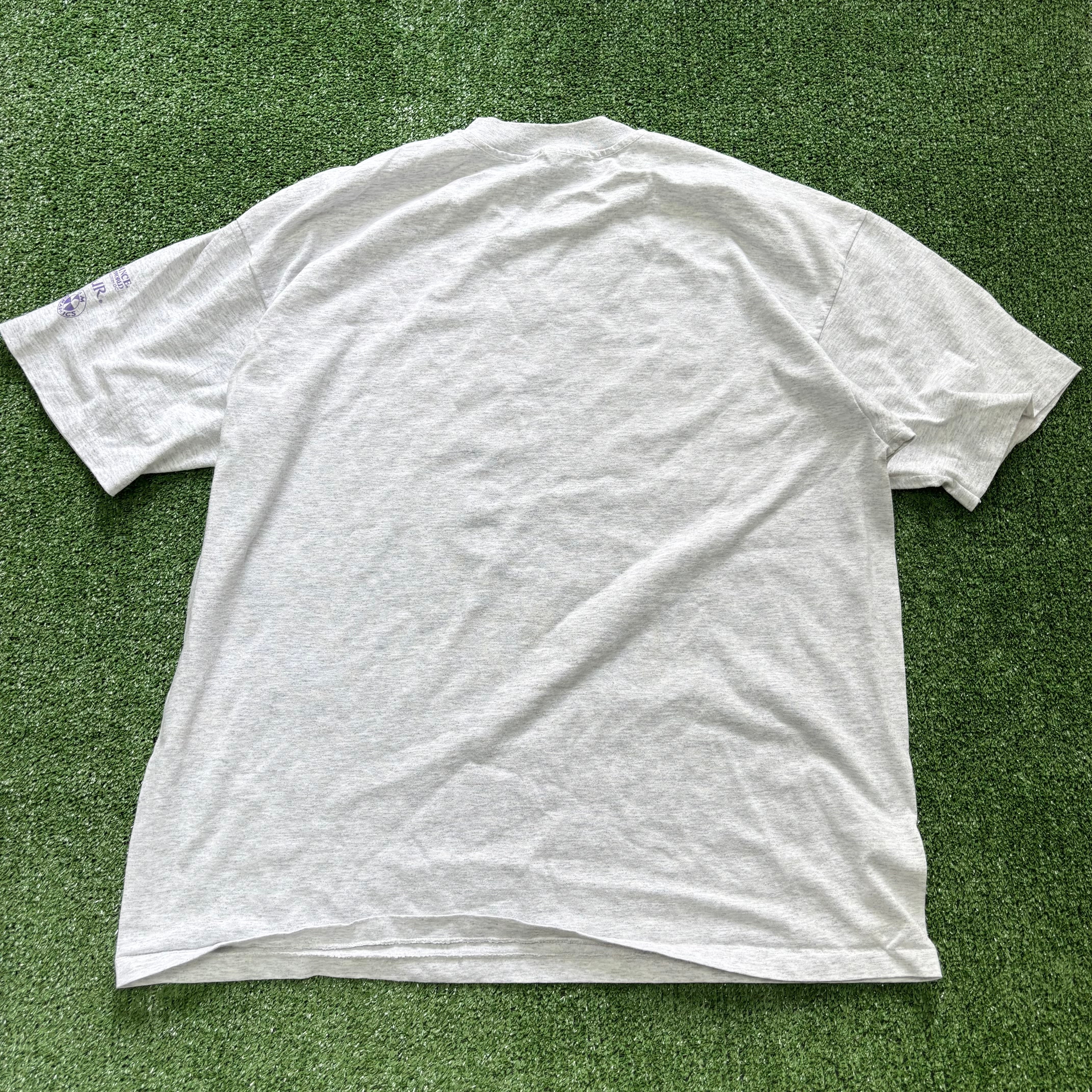 Vintage T Shirt Mens XXL Grey Single Stitch Graphic Print 90s USA Run Race