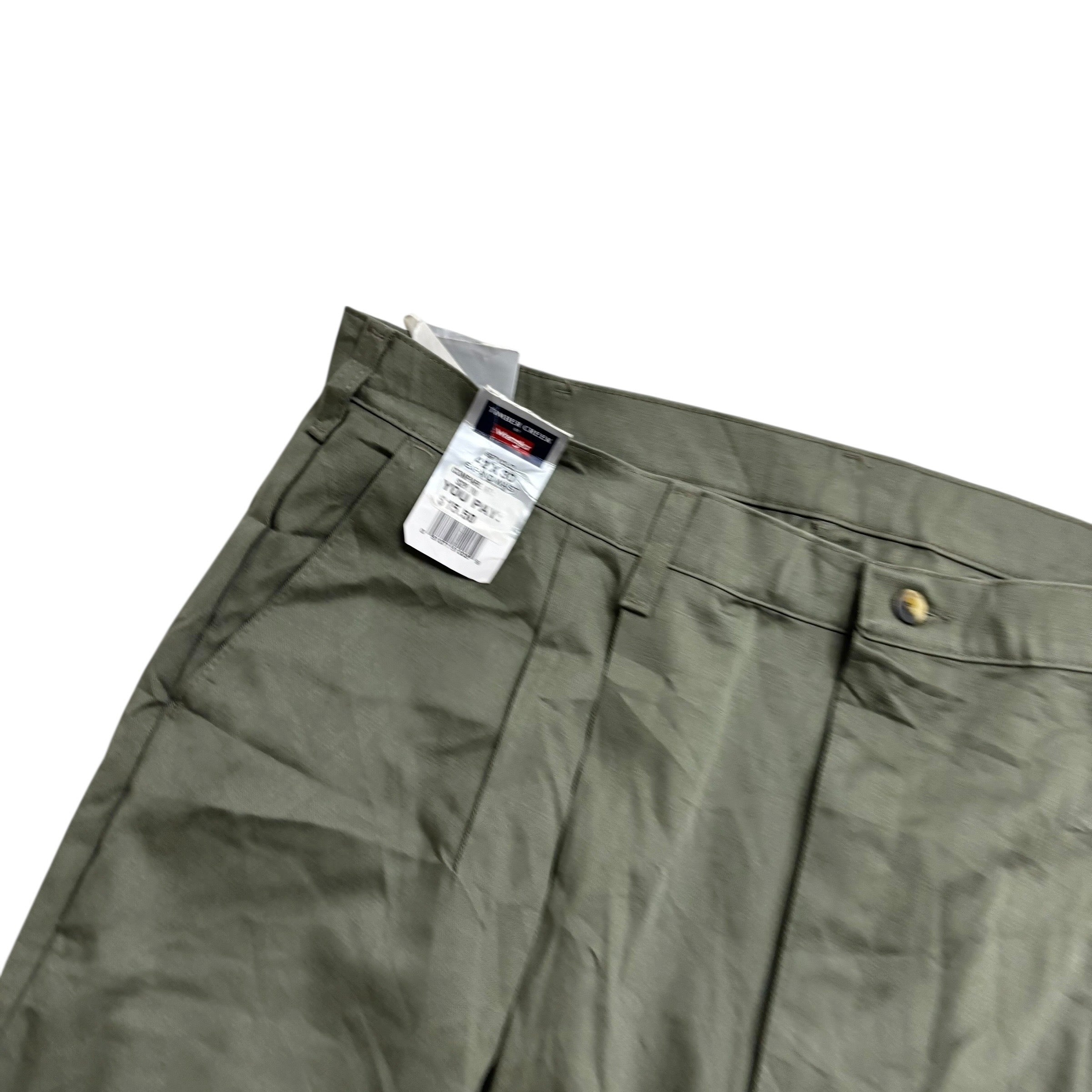 Wrangler Pleated Trousers W42 L31 Mens Green Relaxed Straight Fit Vintage (E)