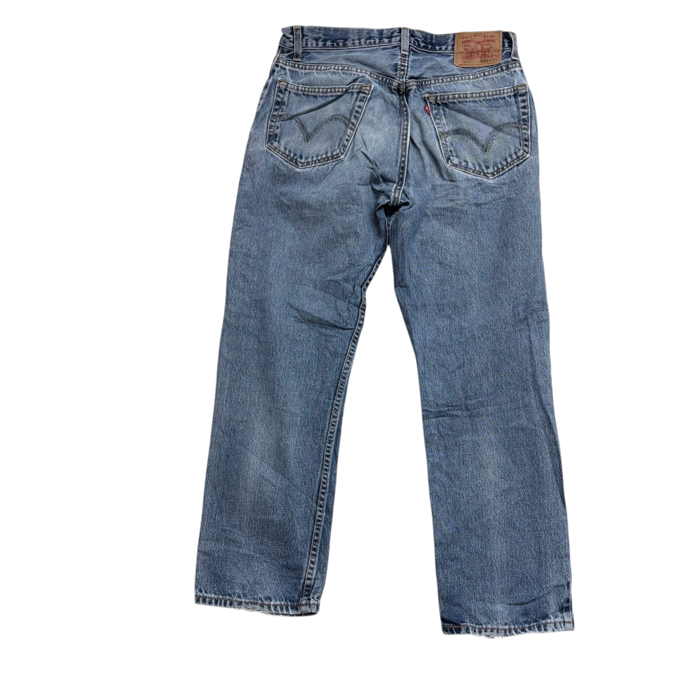 Levis 505 Jeans W32 L30 Mens Mid Blue Regular Straight Fit Vintage USA Made (F)