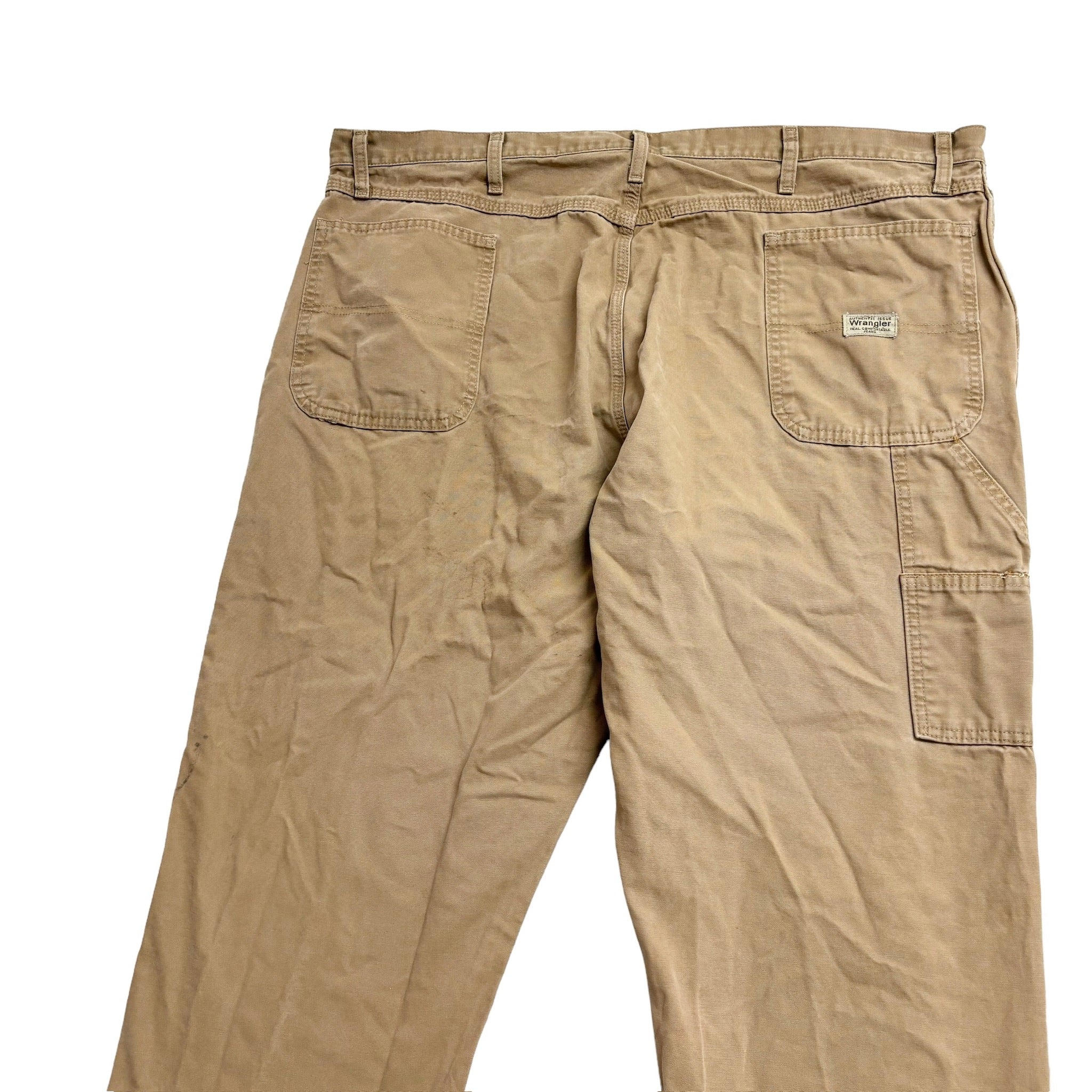 Wrangler Carpenter Pants W42 L32 Mens Tan Beige Baggy Relaxed Straight Fit