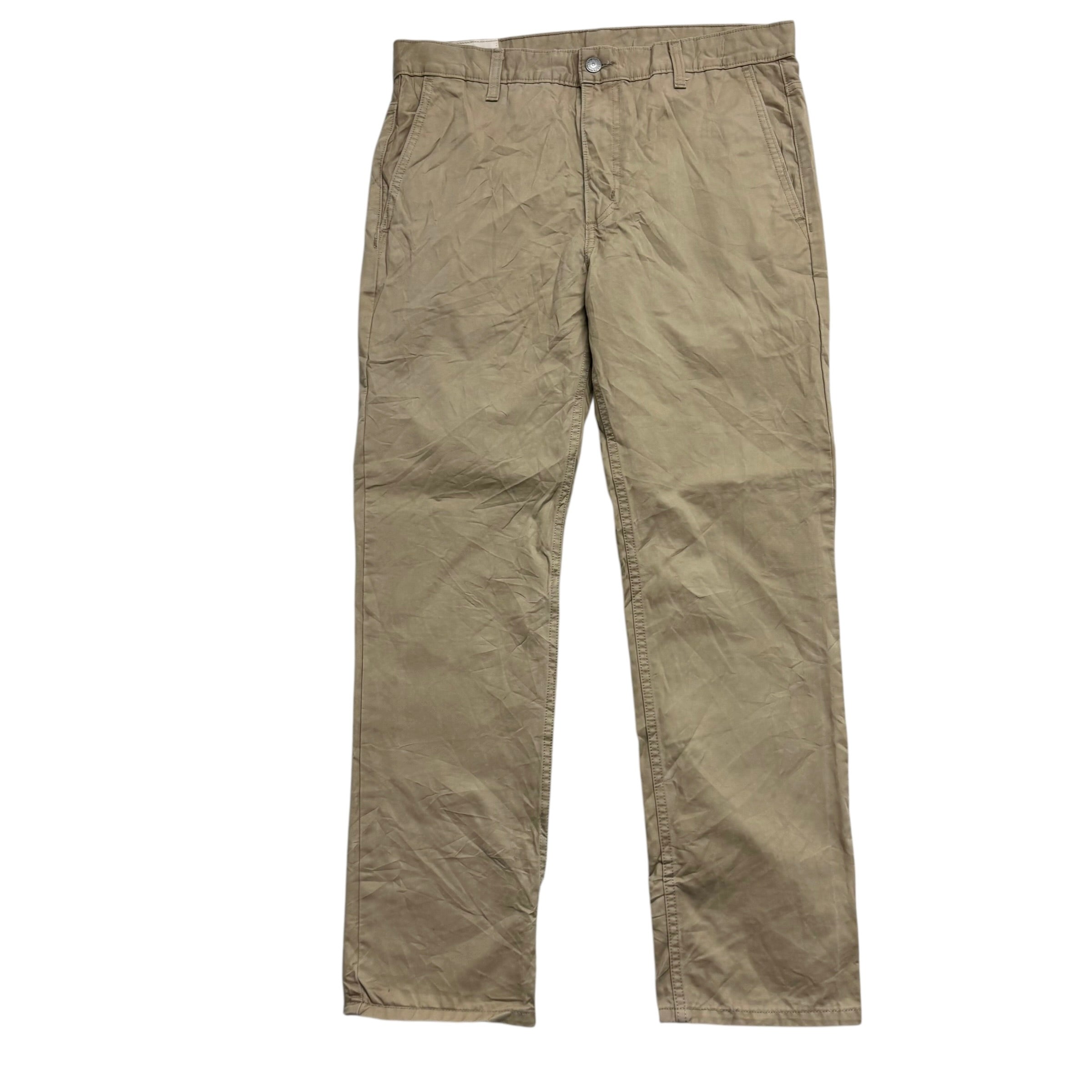 Levis Chino Trousers W34 L30 Mens Beige Regular Tapered Fit Pants (E)