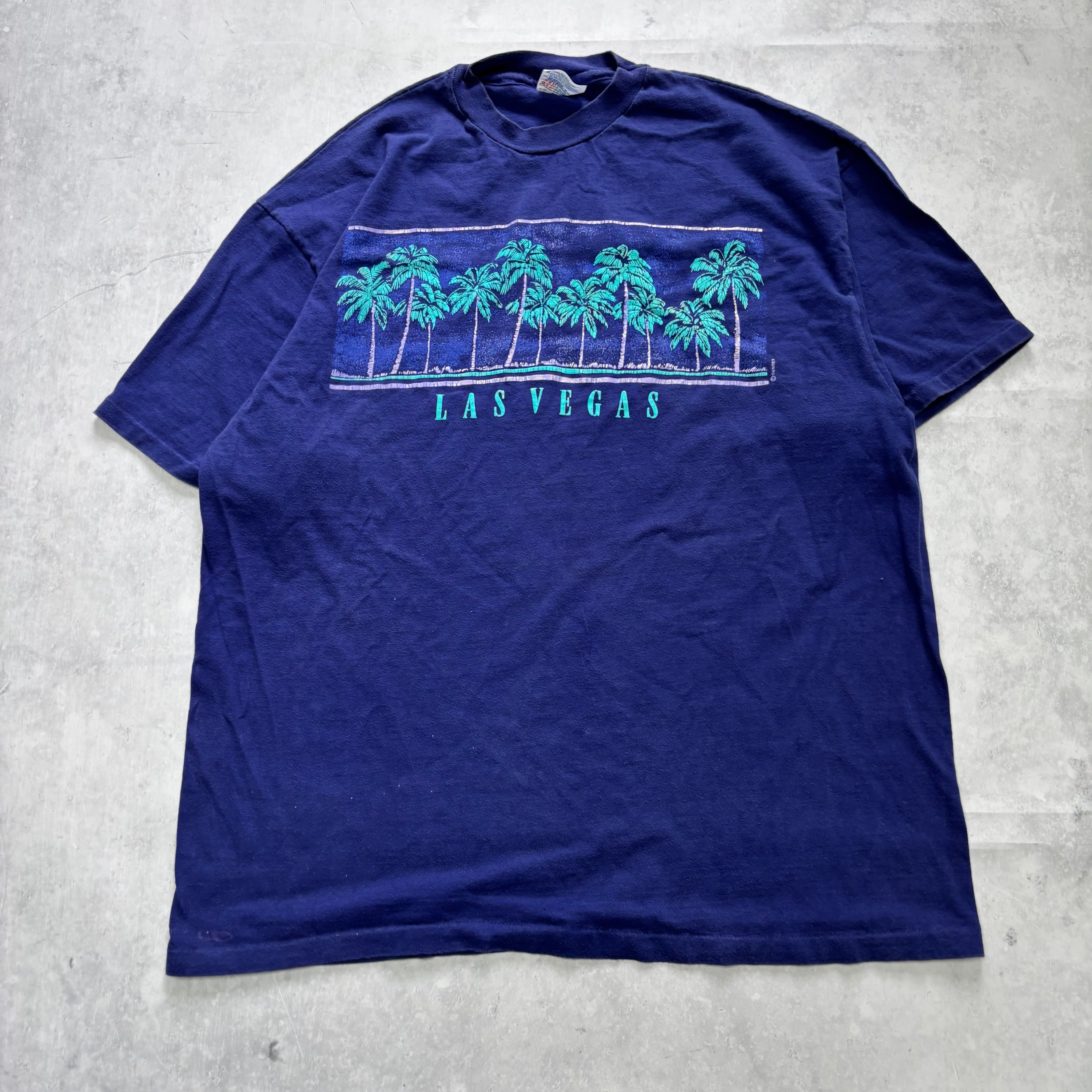 Vintage T Shirt Mens XL Navy Blue Single Stitch Graphic Print 90s USA Tourist