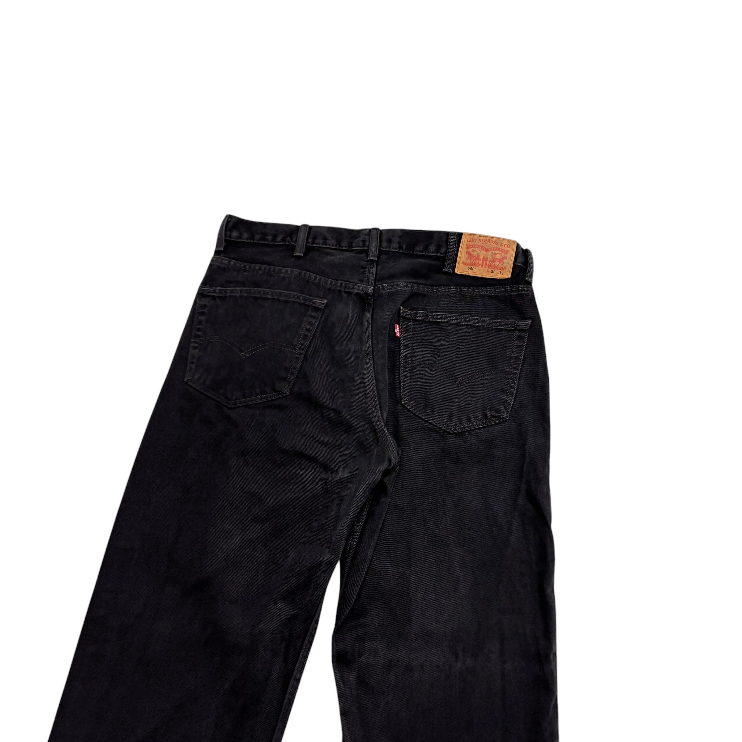 Levis 550 Jeans W38 L32 Mens Black Baggy Relaxed Straight Fit Denim (E)