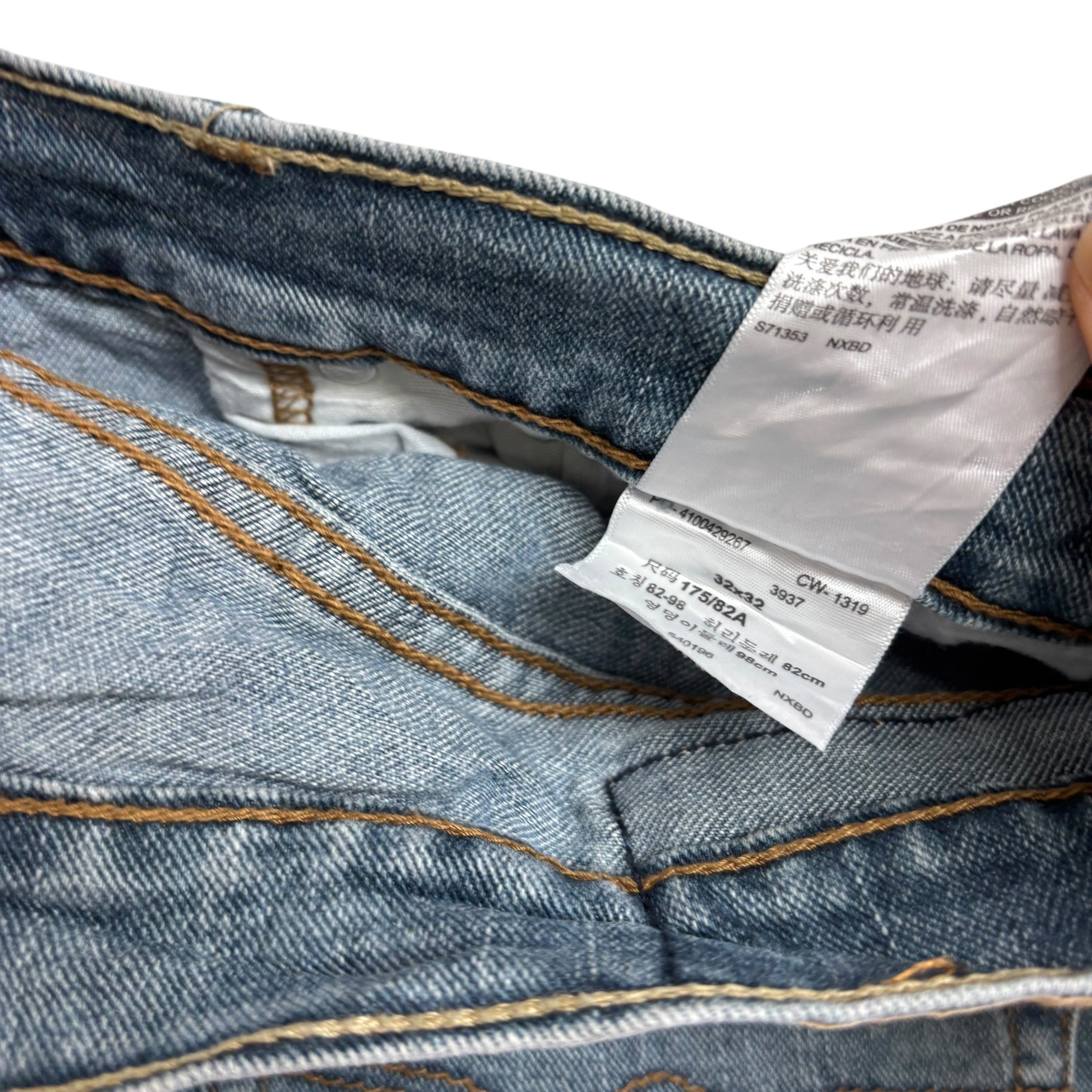 Levis Denizen Jeans W32 L32 Mens Blue Regular Straight Fit Stretch Denim (E)