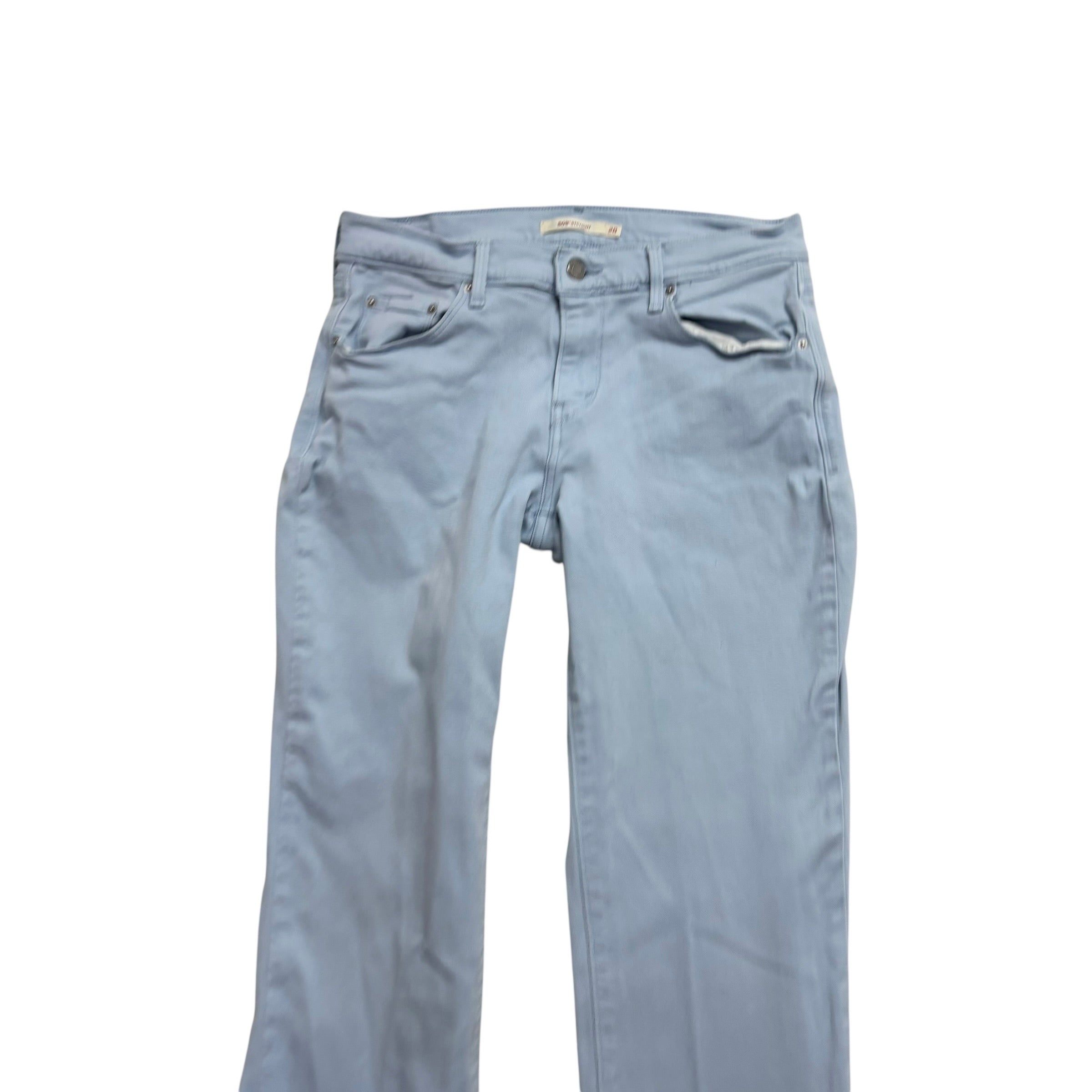 Levis 505 Trousers W28 L32 Womens Regular Straight Fit Blue Stretch Pants (E)