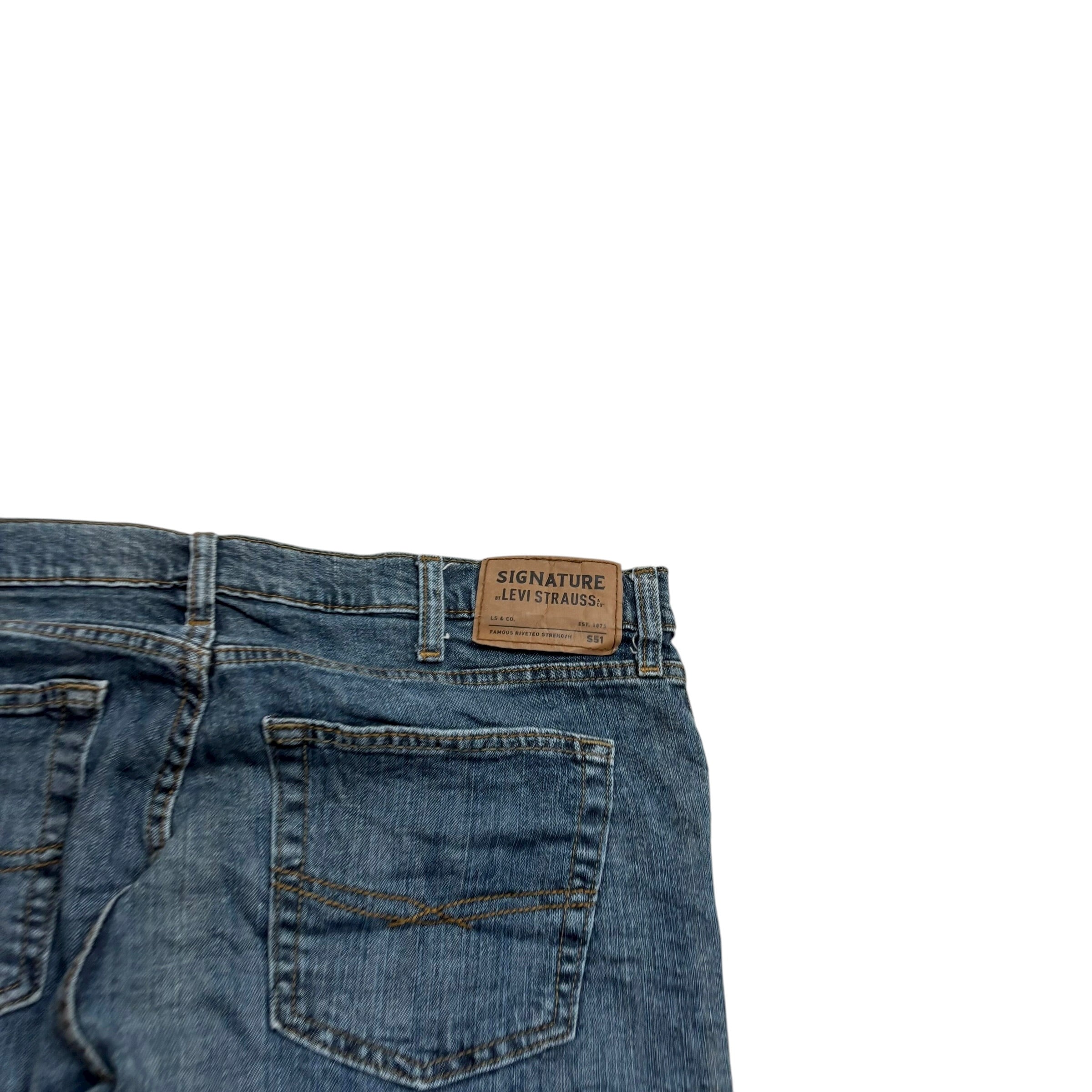 Levis Signature Jeans W38 L30 Mens Blue Relaxed Straight Fit Stretch Denim