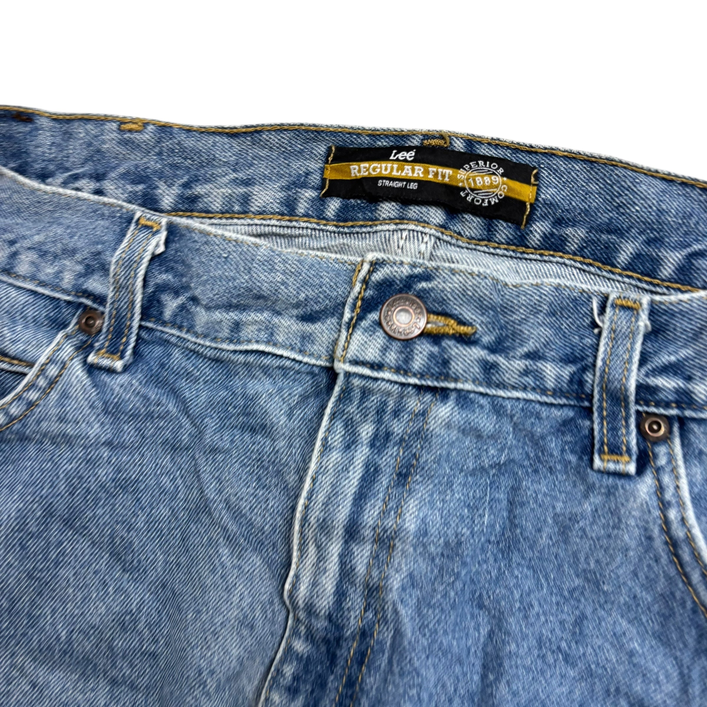 Lee Jeans W40 L30 Mens Light Blue Regular Straight Fit Vintage Denim (E)