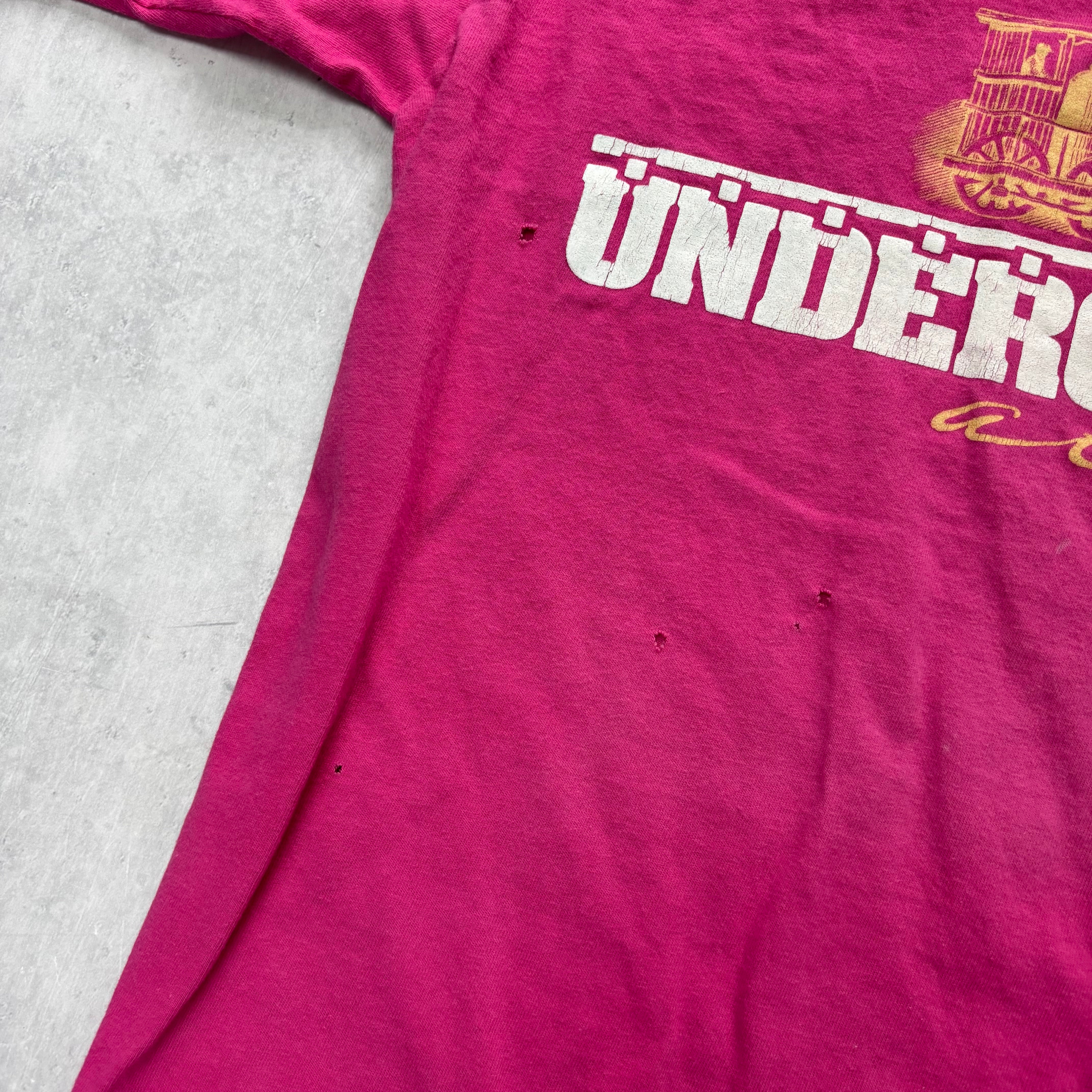 Vintage T Shirt Mens Large Pink Single Stitch Graphic Print 90s USA (F)