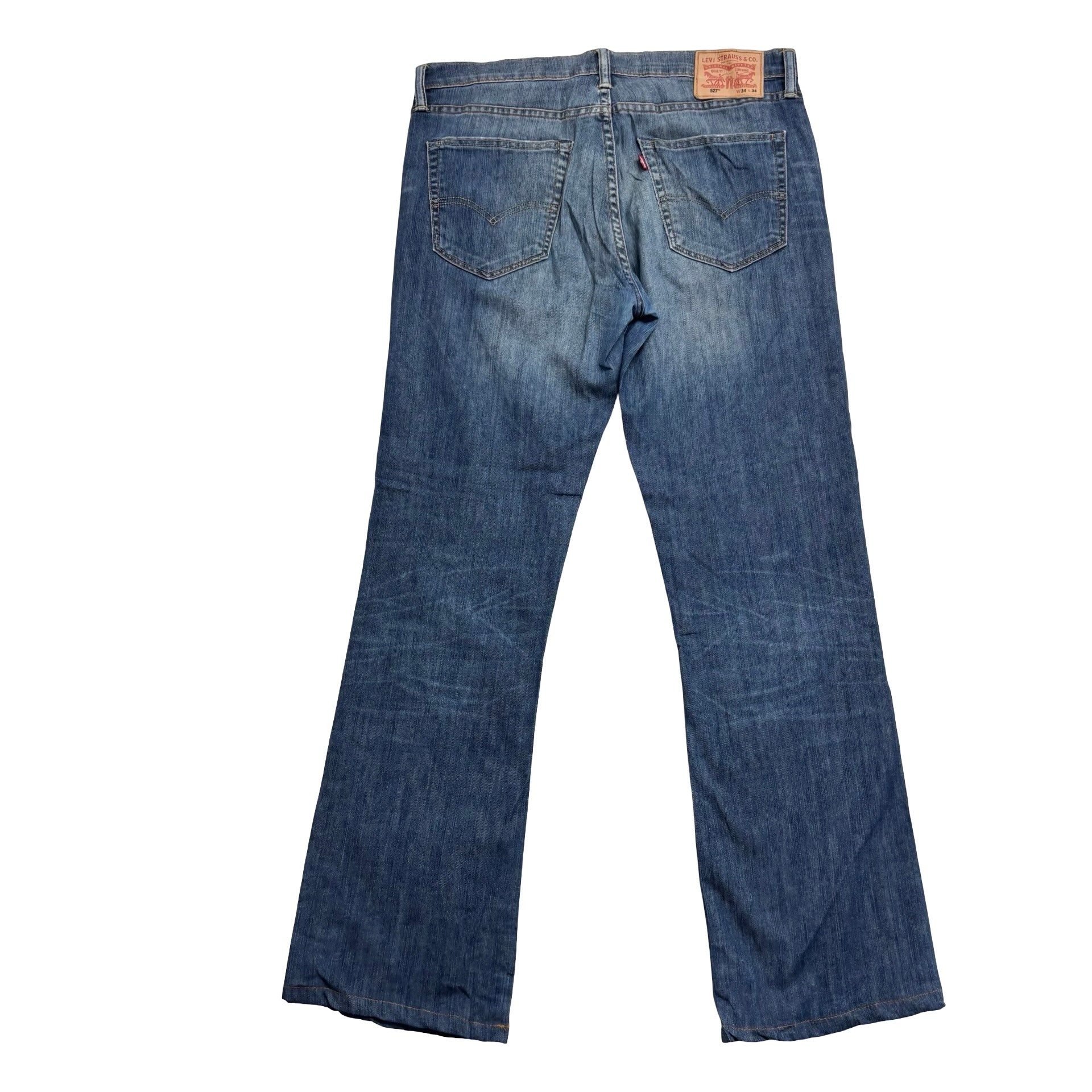 Levis 527 Jeans W34 L32 Mens Mid Blue Slim Bootcut Fit Stretch Denim (E)