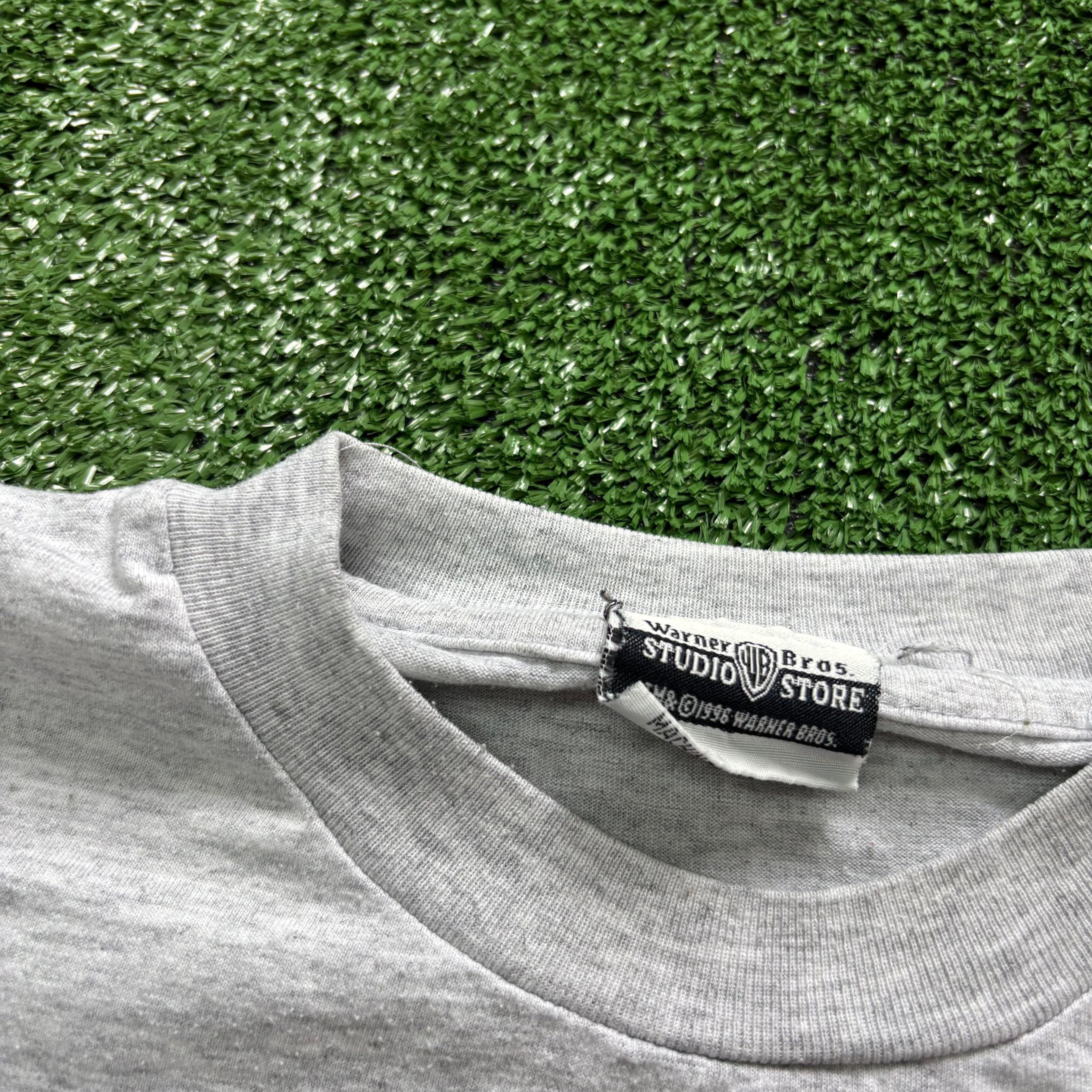 Vintage T Shirt Mens Medium Grey Looney Tunes Graphic Print 90s USA