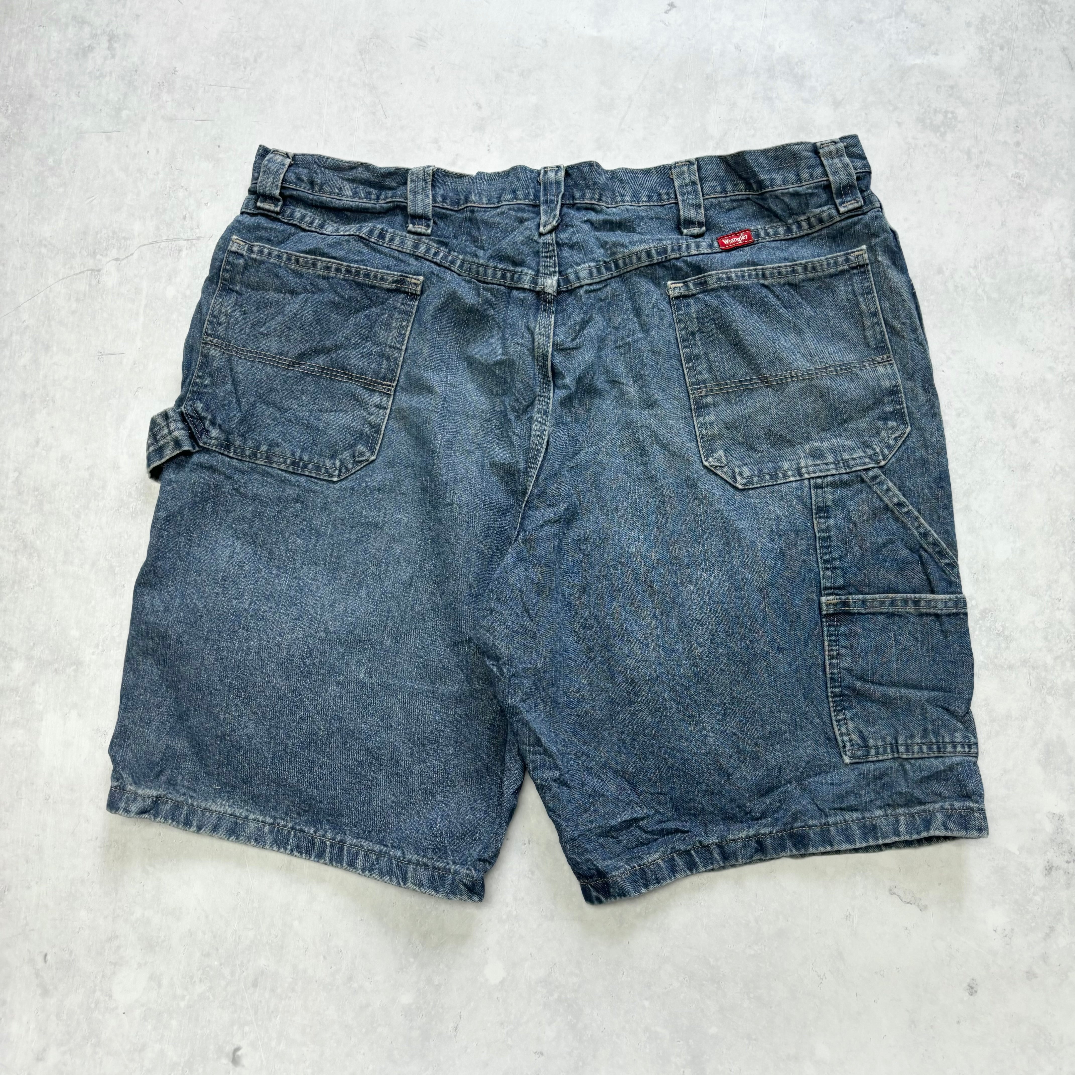 Vintage Wrangler Jorts W40 Mens Denim Shorts Mid Blue Baggy Relaxed Carpenter