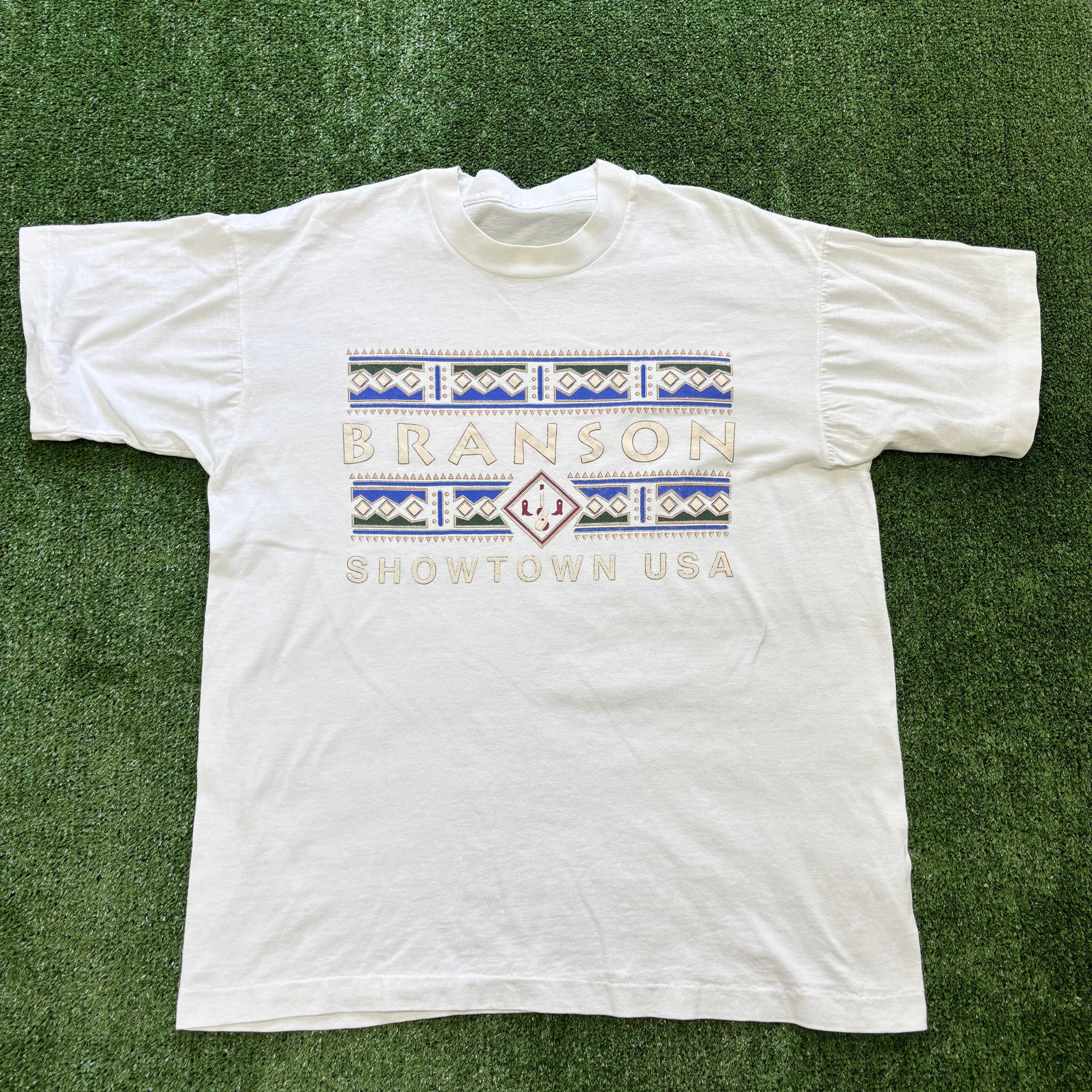 Vintage T Shirt Mens Medium White Single Stitch Graphic Print 90s USA Tourist