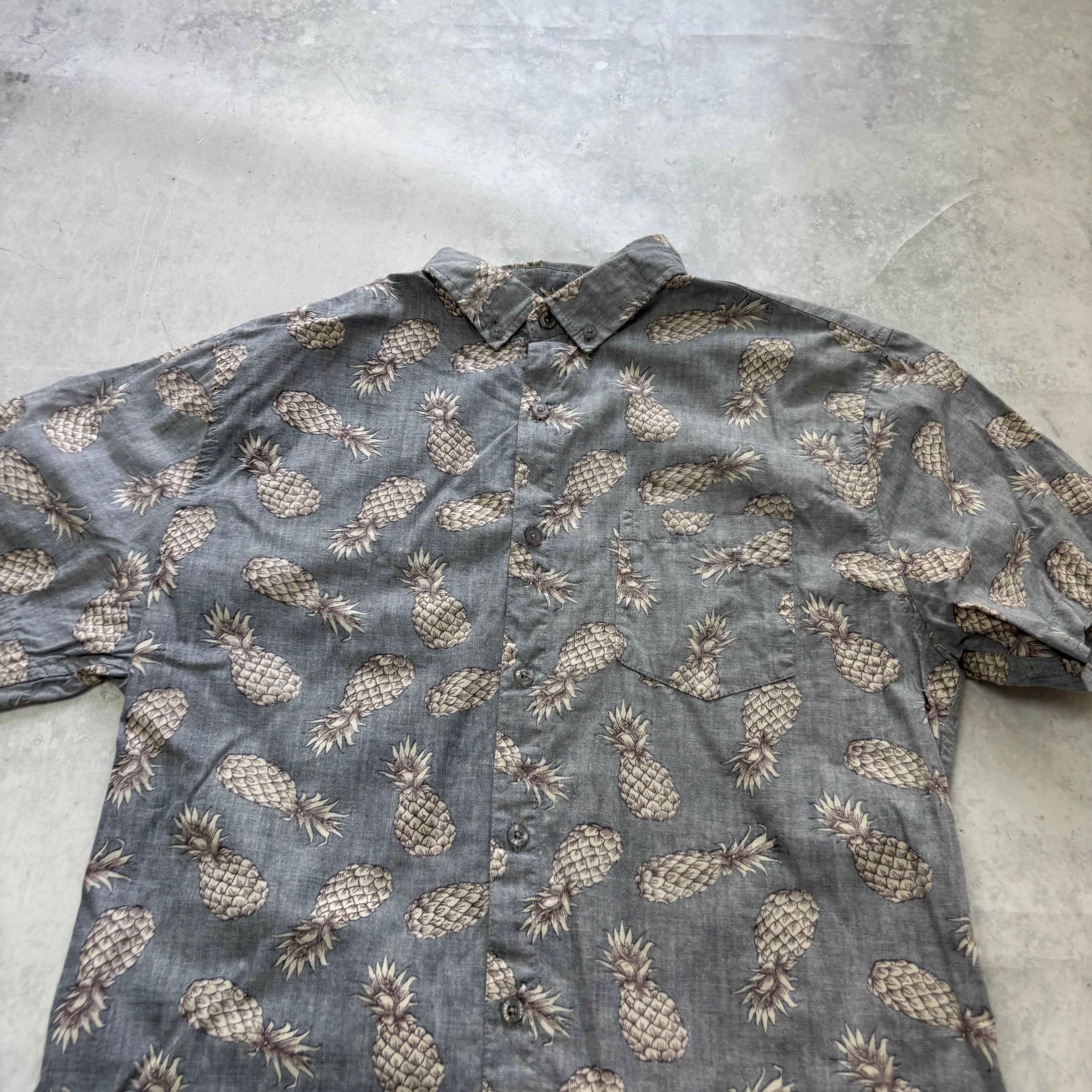 Hawaiian Shirt Mens Medium Blue Floral Aloha Short Sleeve Cotton Slim Fit (E)