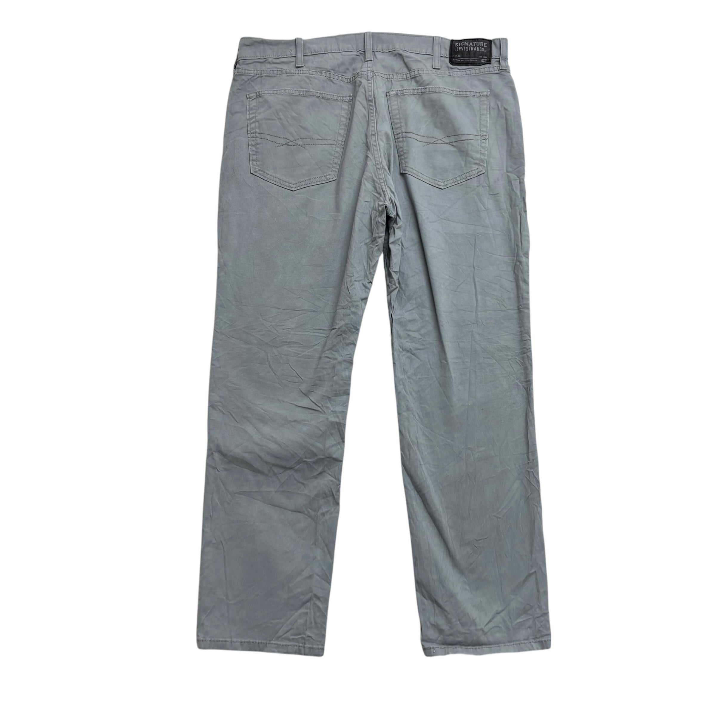 Levis Signature Trousers W38 L32 Mens Grey Athletic Fit Stretch Pants (E)