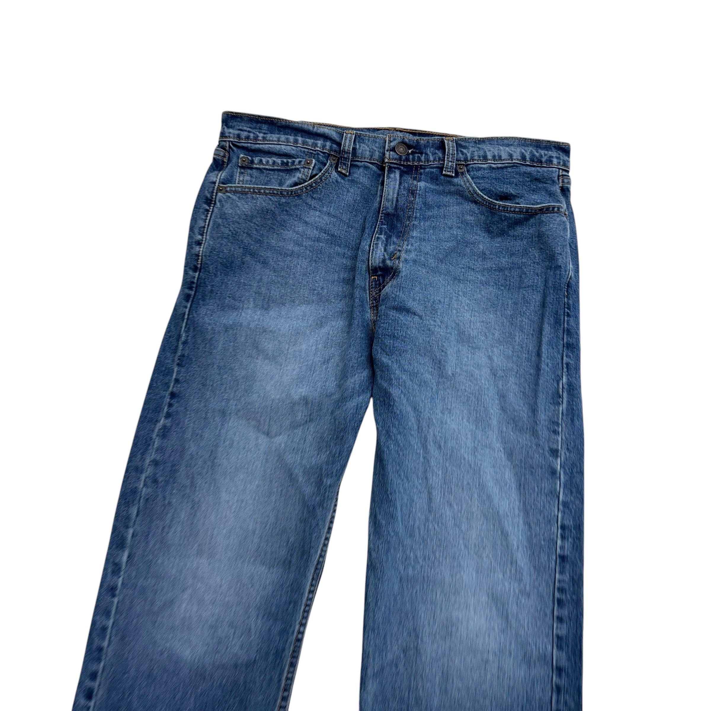 Levis 505 Jeans W36 L30 Mens Mid Blue Regular Straight Fit Stretch Denim (E)