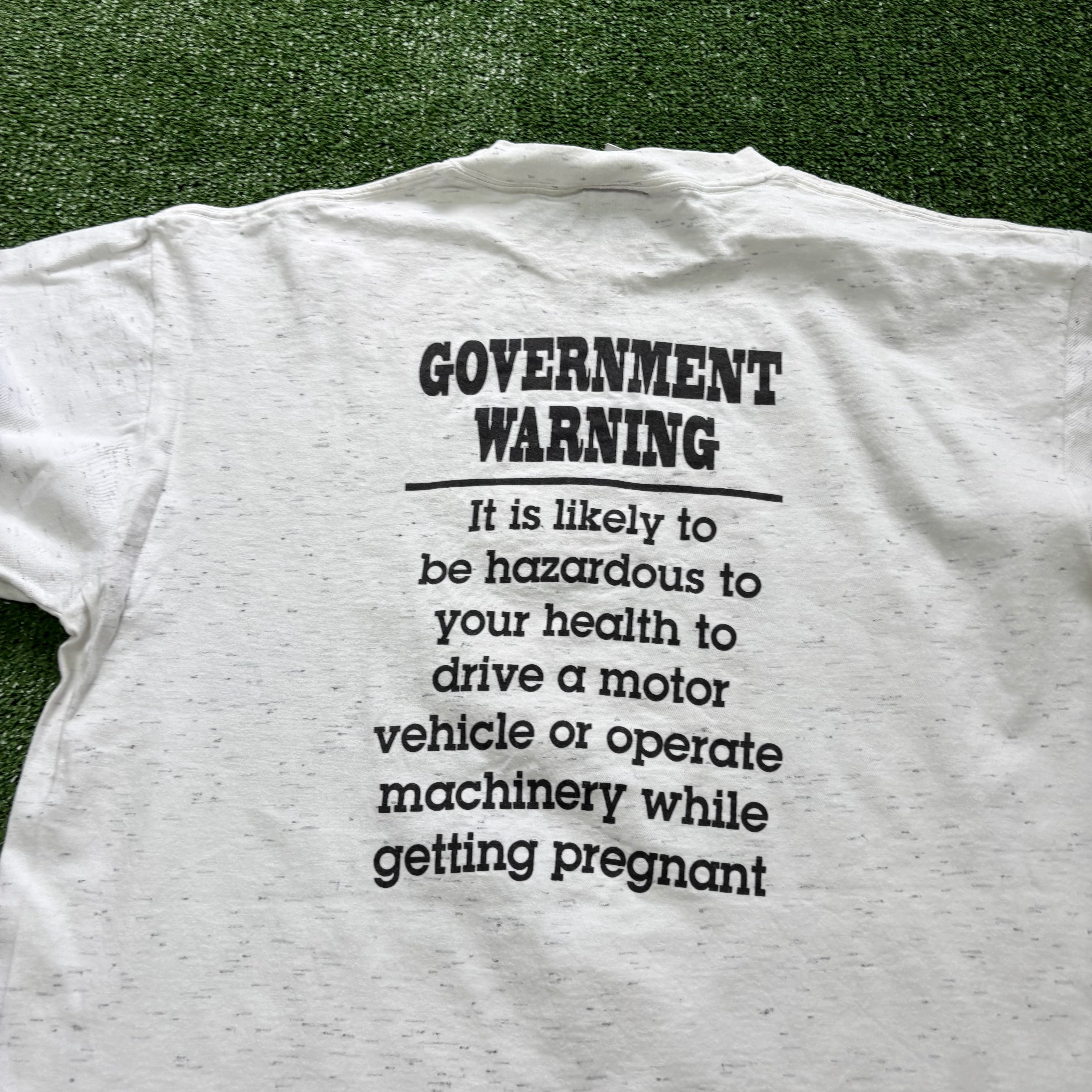 Vintage T Shirt Mens Large White Single Stitch Graphic Print 90s Funny (E)