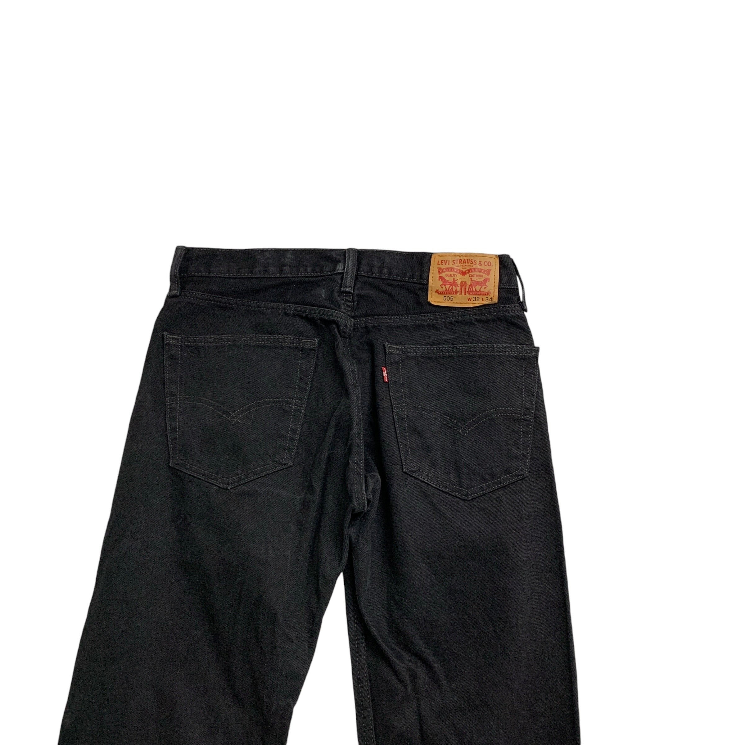 Levis 505 Jeans W32 L34 Mens Black Regular Straight Fit Denim