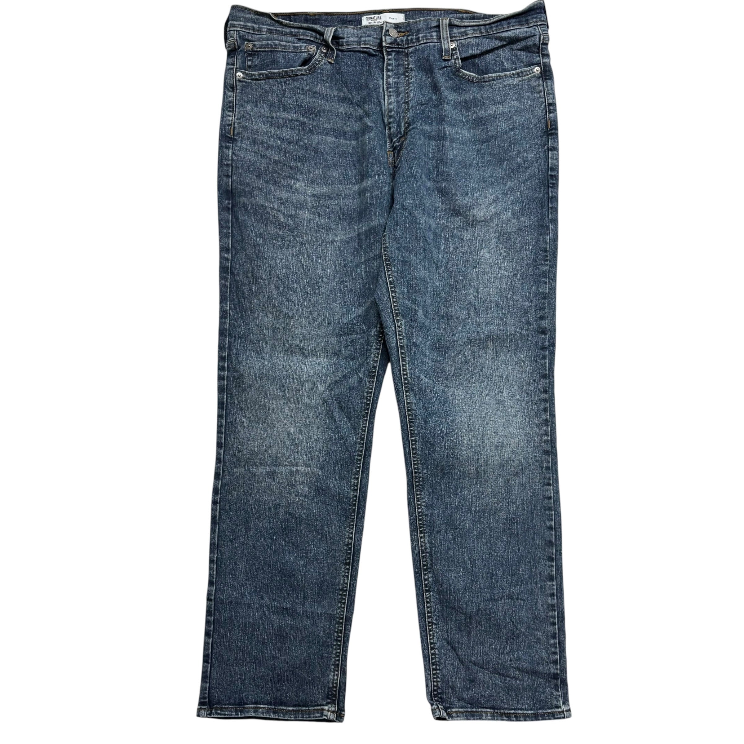 Levis Signature Jeans W38 L32 Mens Dark Blue Athletic Fit Stretch Denim (E)