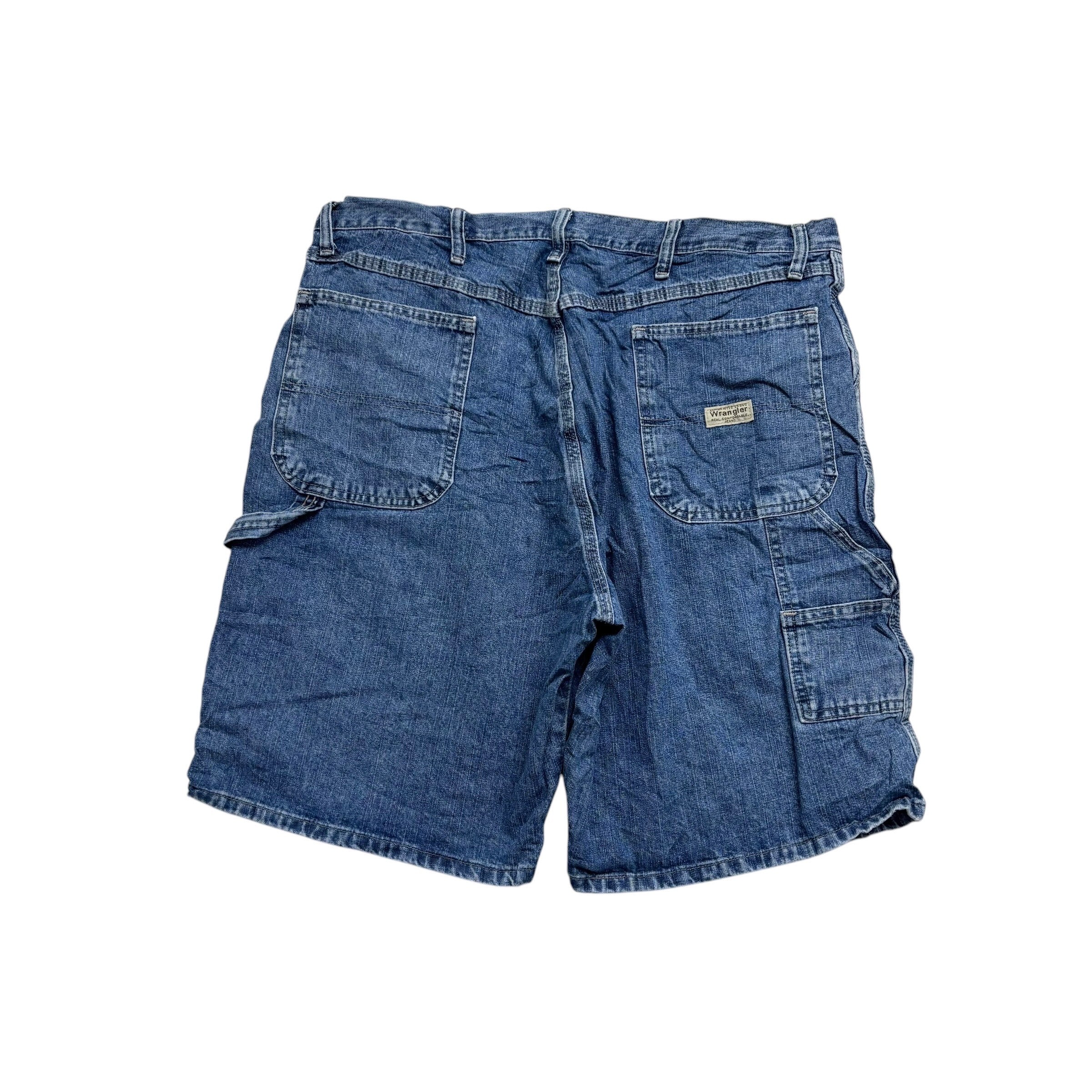 Wrangler Baggy Jorts W38 Mens Mid Blue Denim Shorts Relax Vintage Carpenter (E)