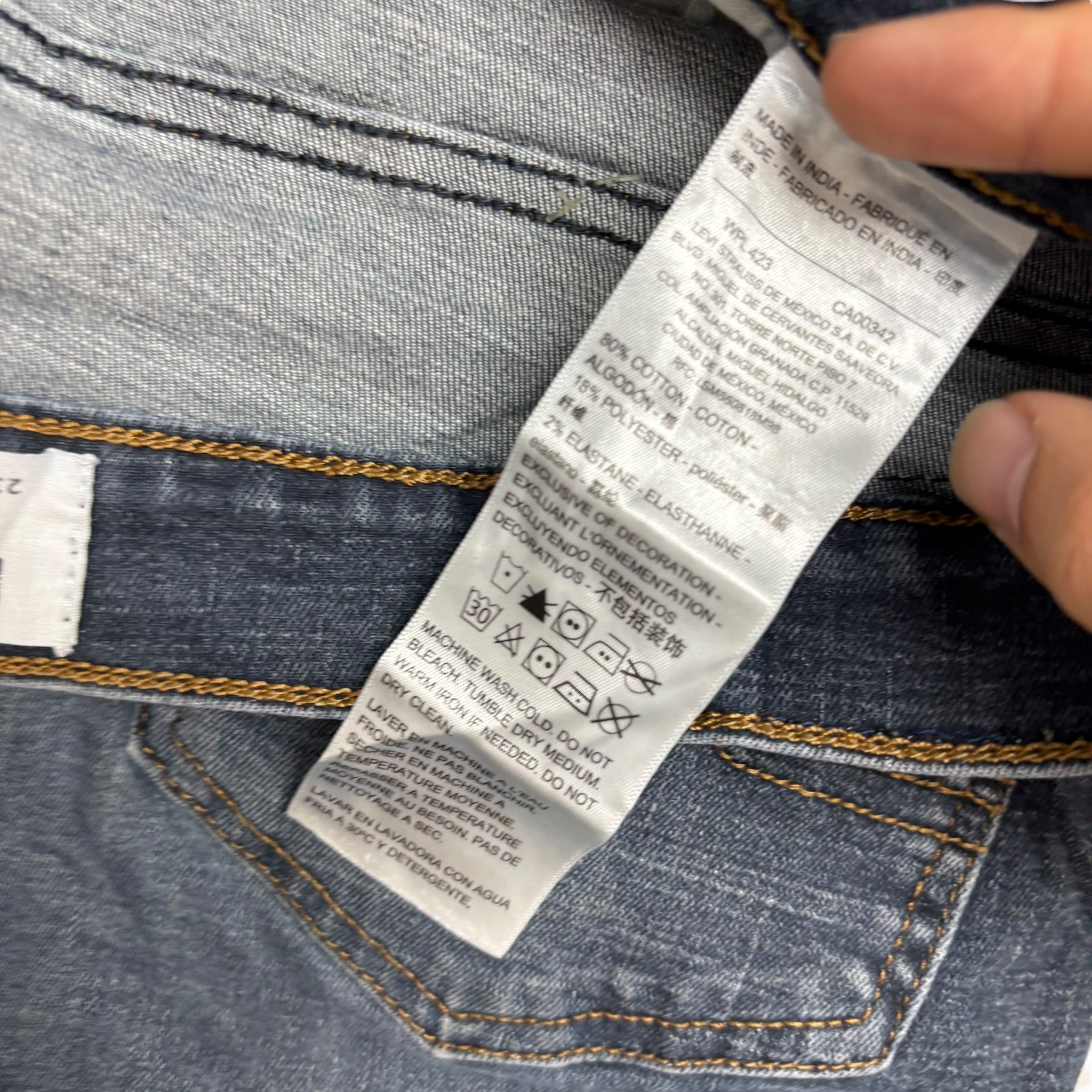 Levis Denizen Jeans W33 L32 Mens Dark Blue Slim Straight Stretch Denim (E)