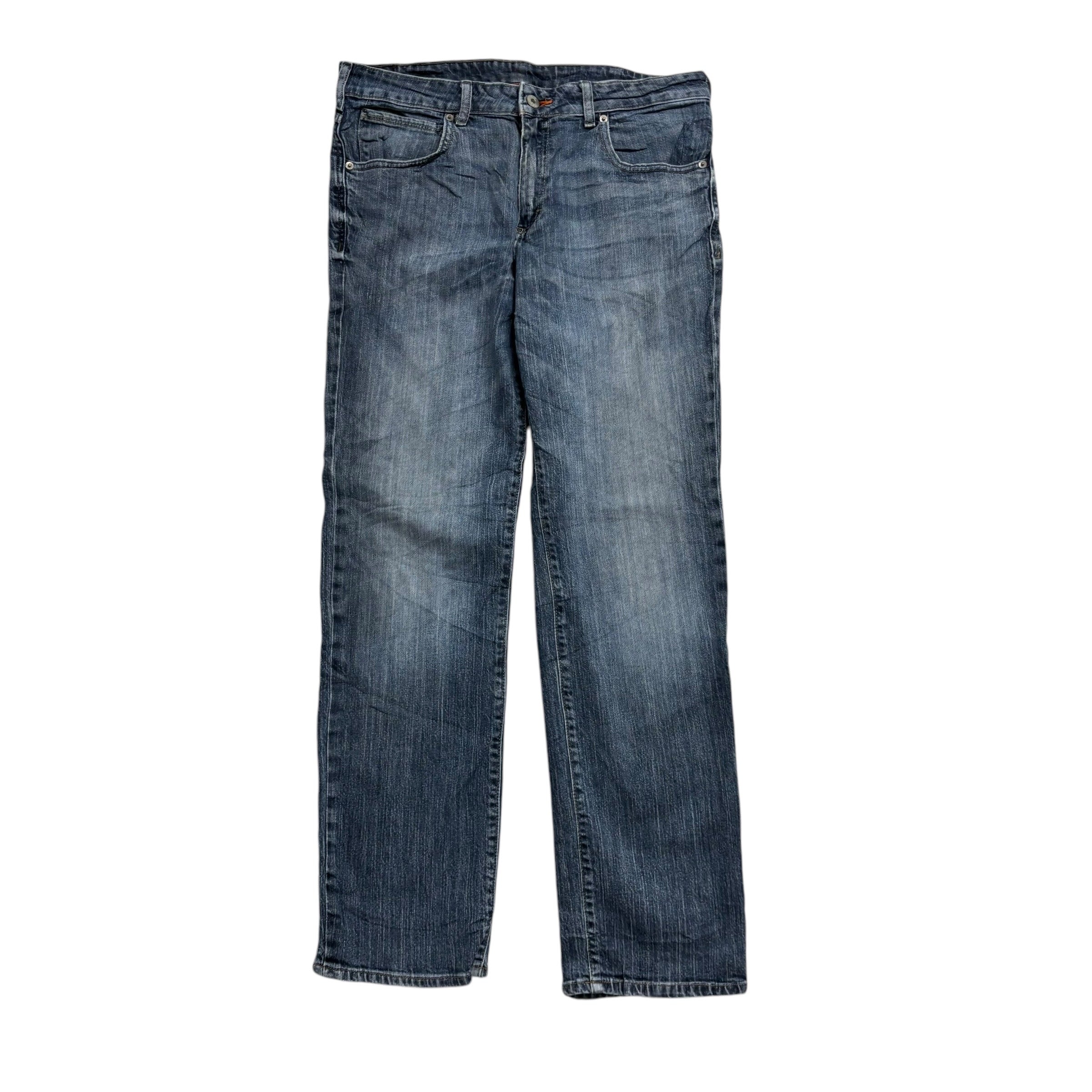 Lee Jeans W34 L32 Mens Mid Blue Regular Straight Fit Stretch Denim (E)
