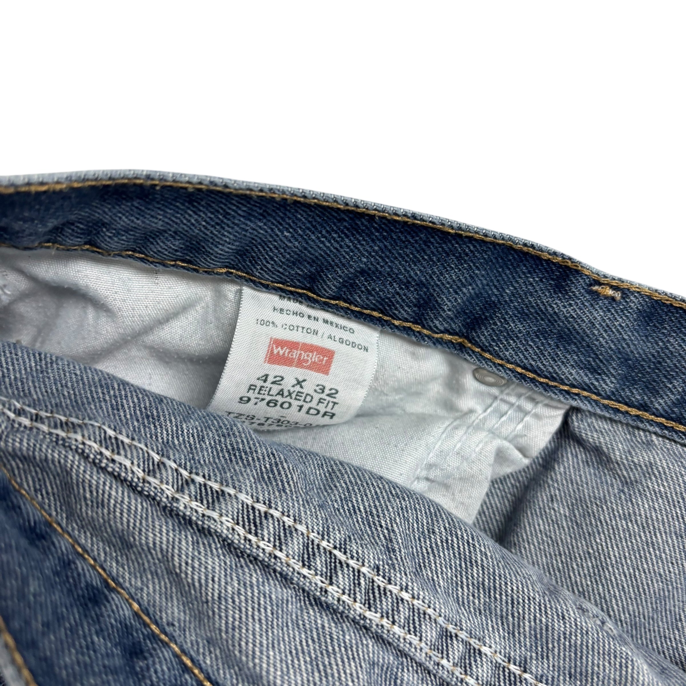 Wrangler Jeans W42 L32 Mens Mid Blue Relaxed Straight Fit Denim