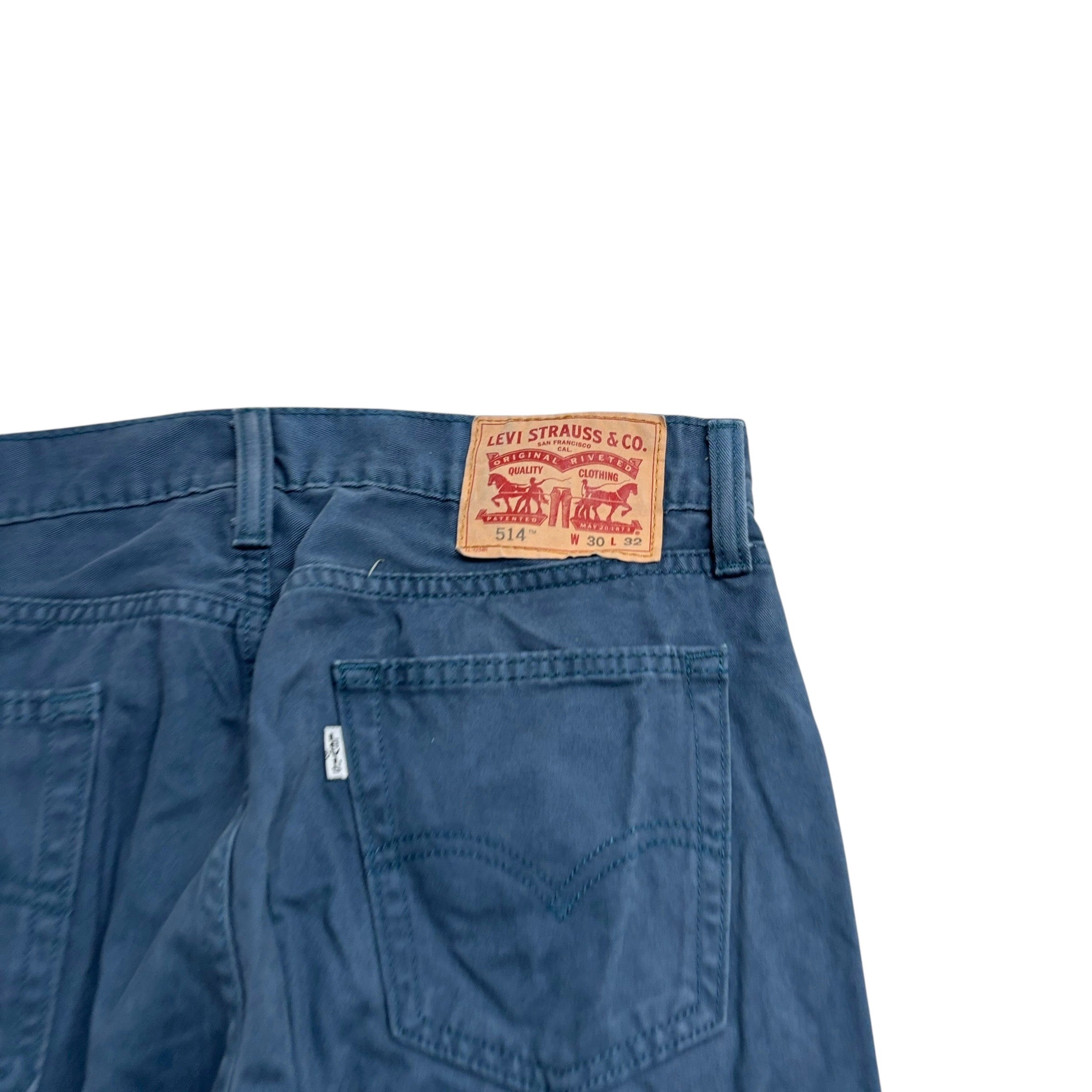 Levis 514 Trousers W30 L32 Mens Blue Regular Straight Fit Cotton Pants (E)