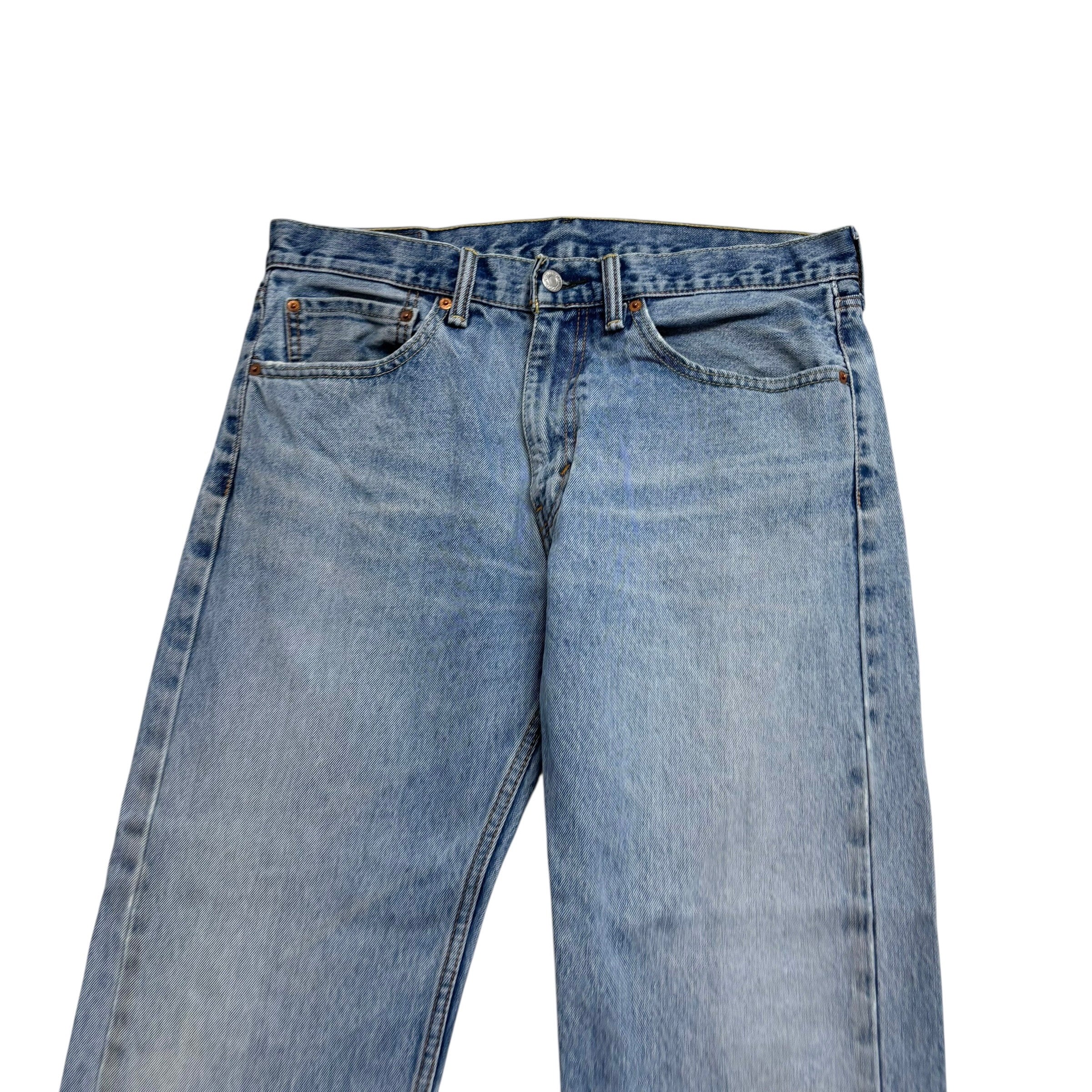 Levis 505 Jeans W34 L30 Mens Light Blue Regular Straight Fit Denim (F)