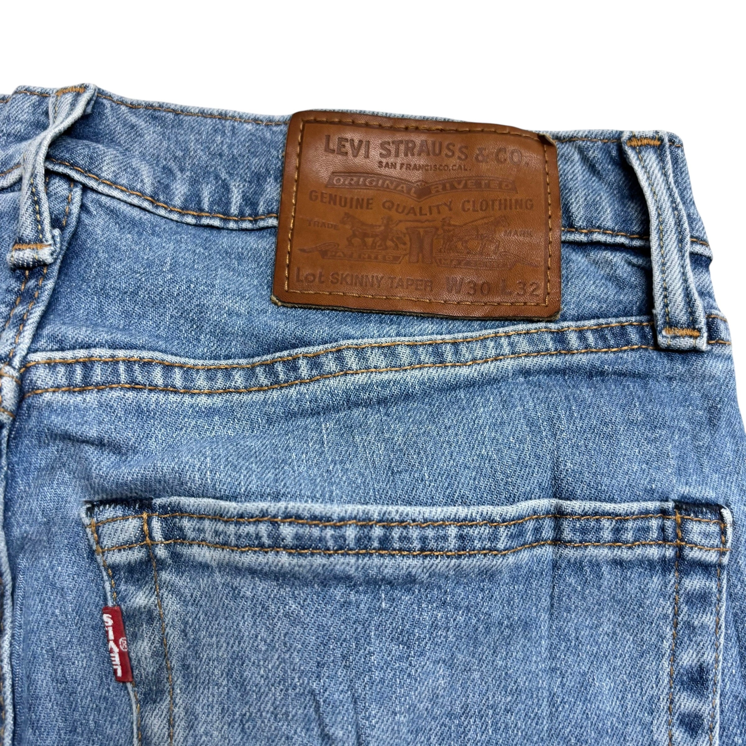 Levis Skinny Tapered Jeans W29 L32 Mens Light Blue Premium Stretch Denim (E)